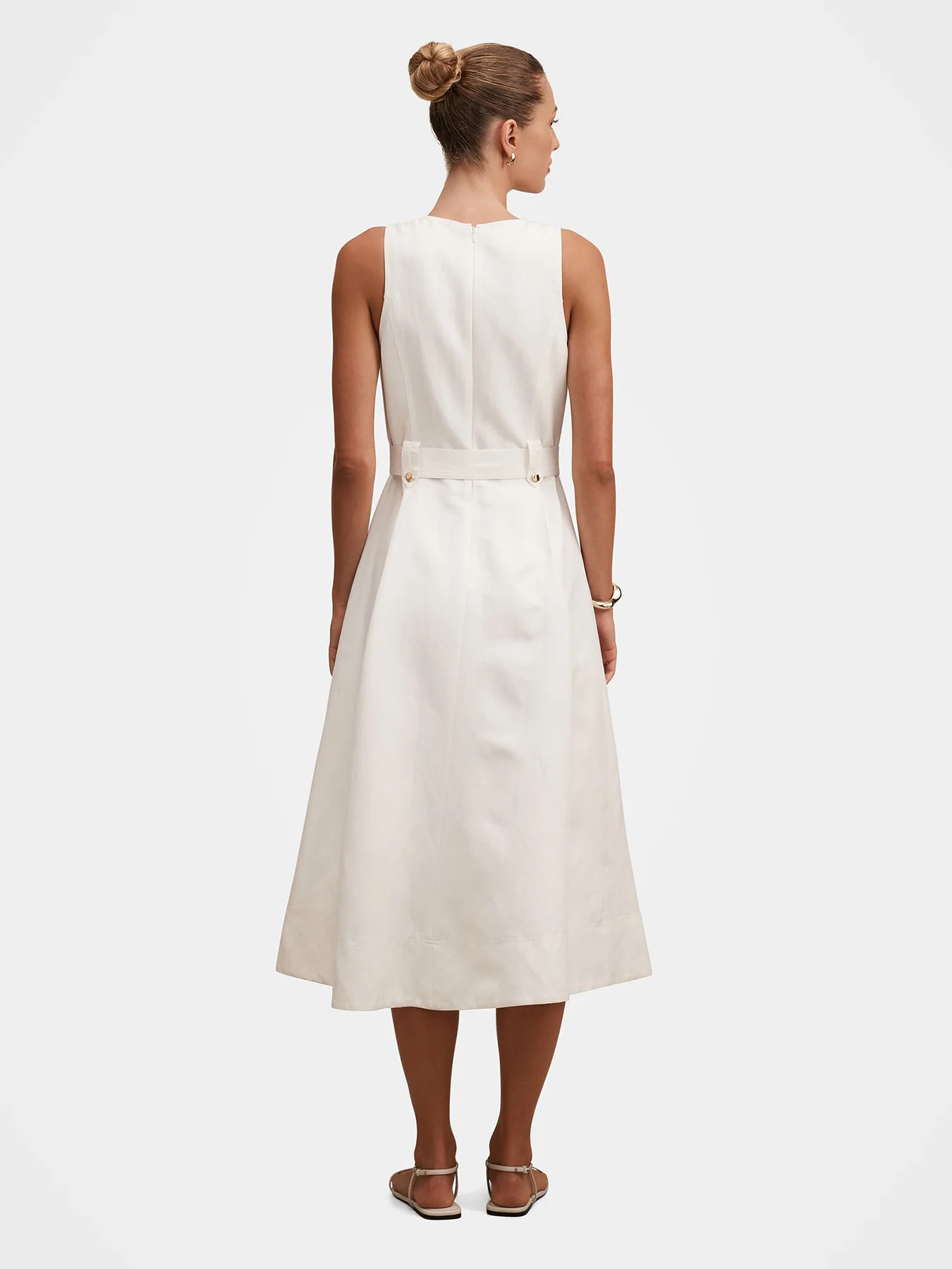 Priscilla Button-Down Midi Dress White - Image 3