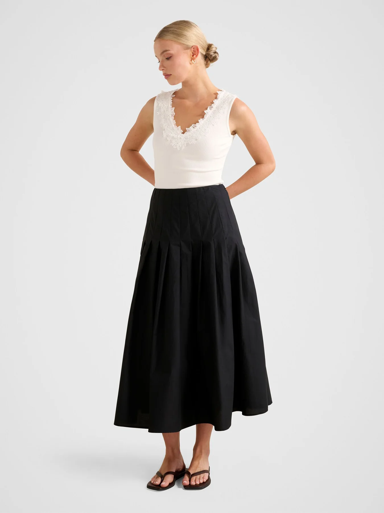 Sylvie Lace Trim Tank Top White - Image 2