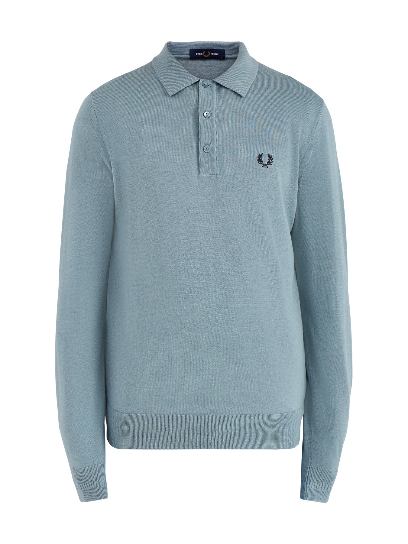 Classic Knitted Long Sleeve Polo Shirt Blue