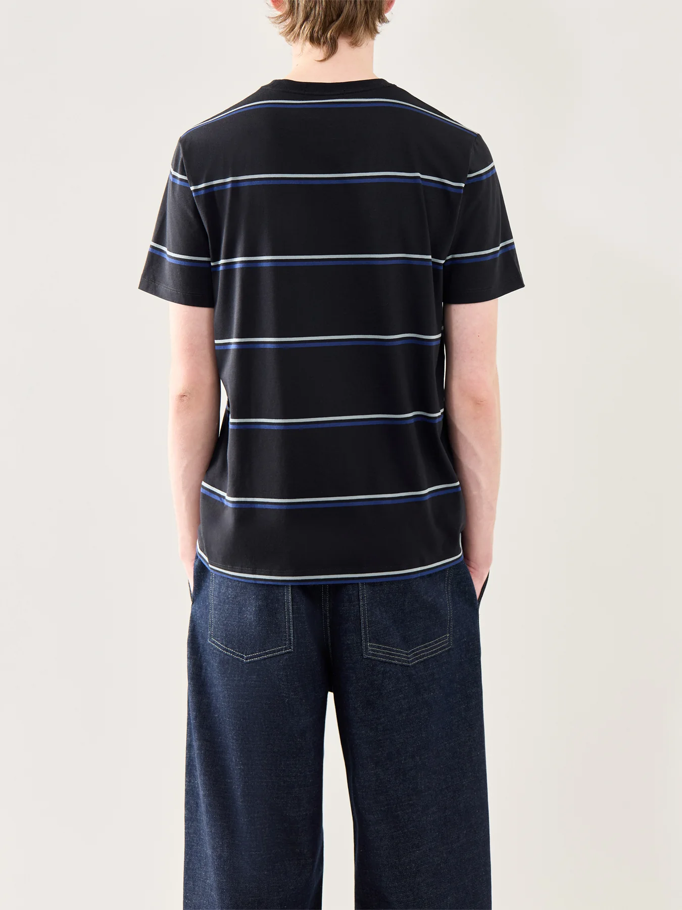 Fine Stripe T-Shirt Navy - Image 5
