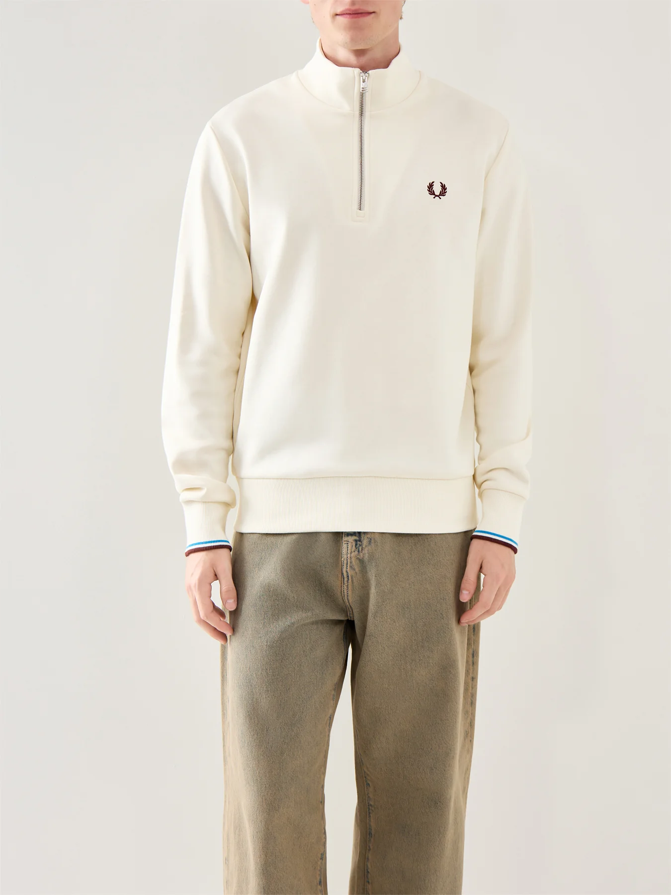 Half Zip Long Sleeves Sweatshirt White - Image 4