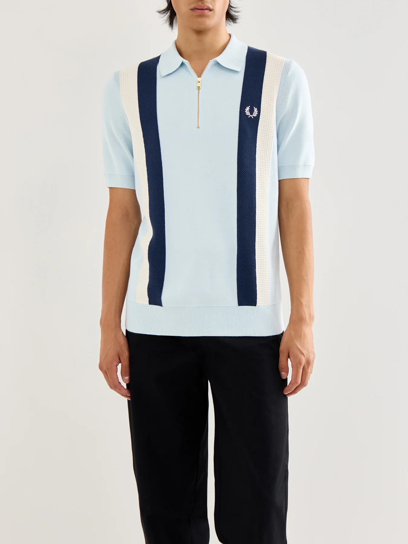 Multi Texture Knitted Zip Polo Mix - Image 4