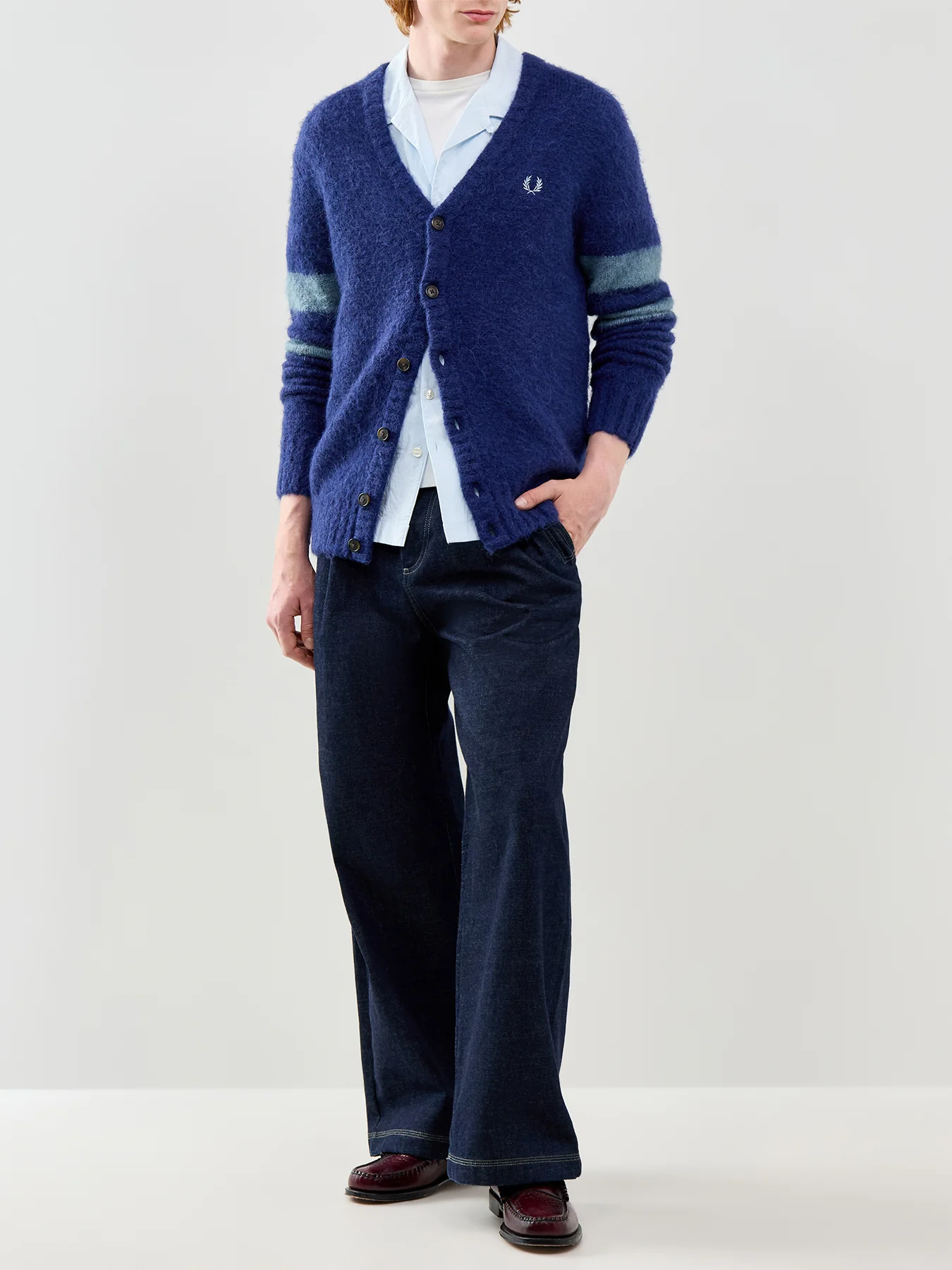 Seersucker Revere Collar Shirt Blue - Image 2
