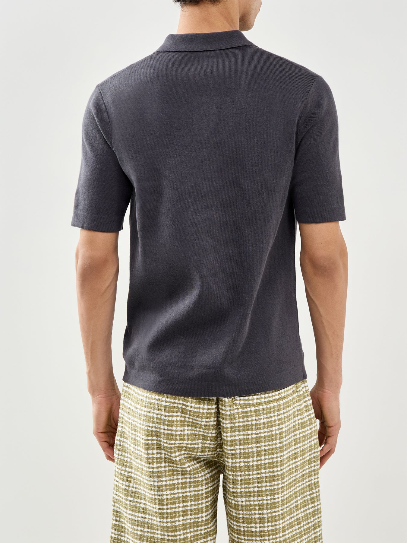 Tonal Vertical Stripe Knitted Shirt Grey - Image 5