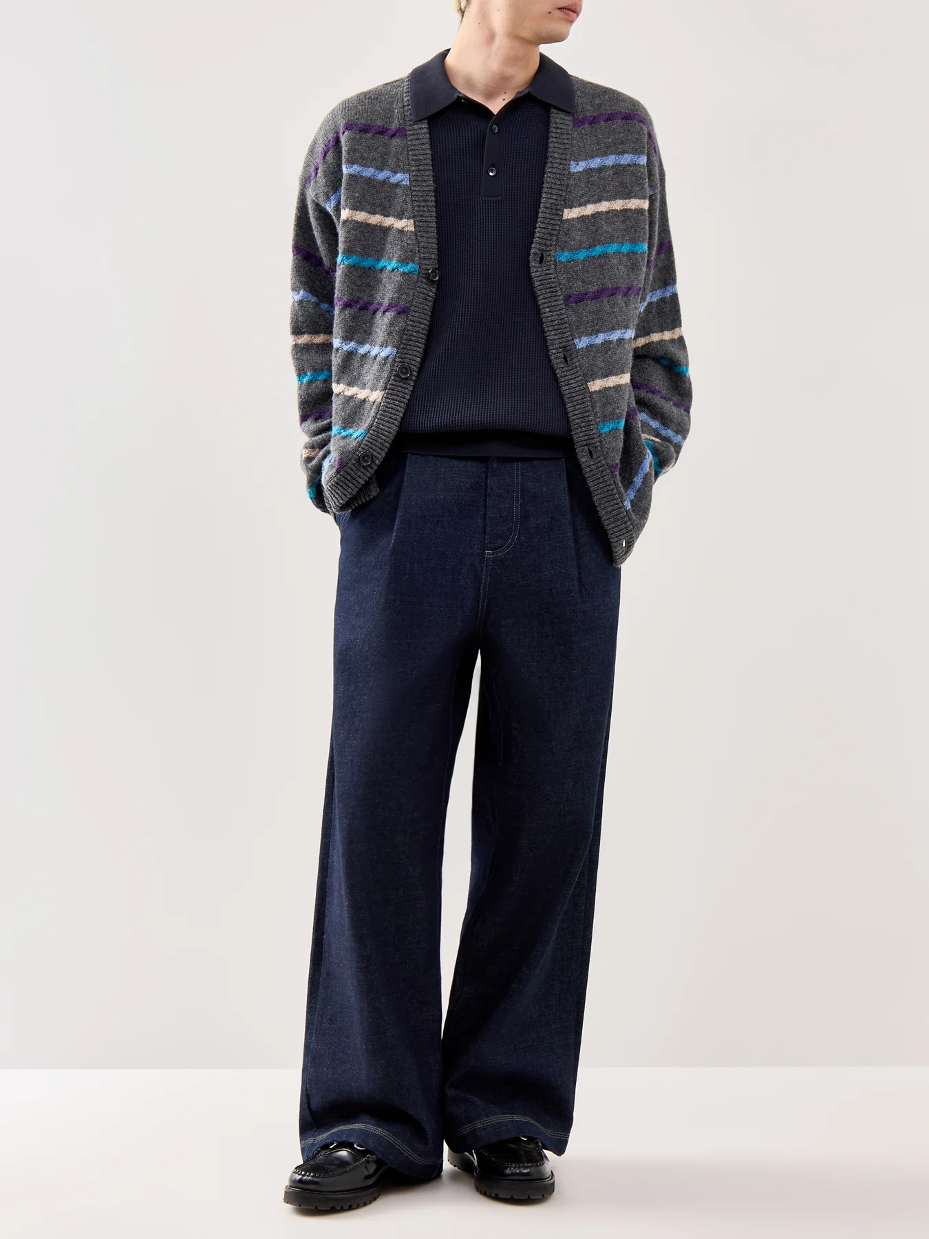 Tonic Waffle Knitted Polo Navy - Image 2