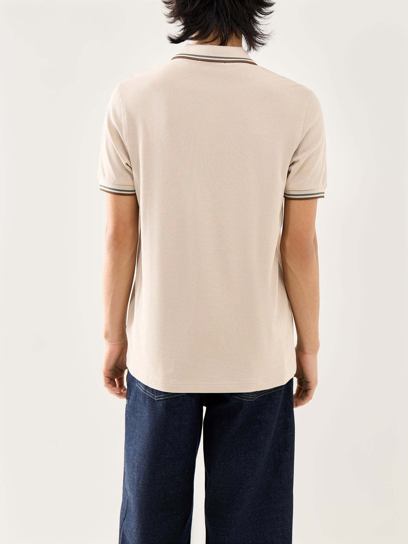 Twin Tipped Polo Shirt Beige - Image 5