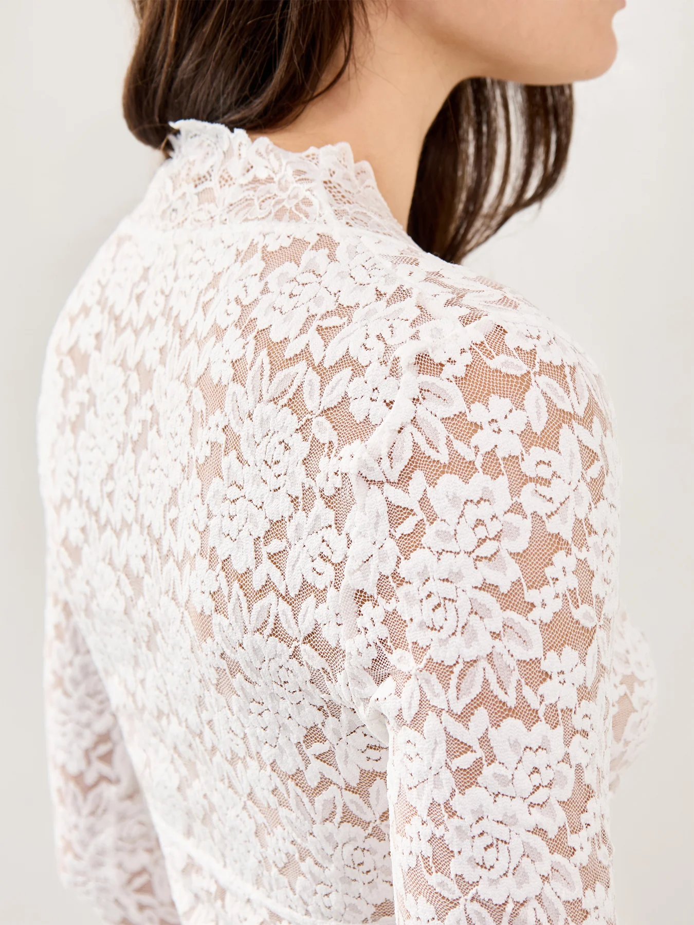 All Day Lace Long Sleeve Top Ivory - Image 3