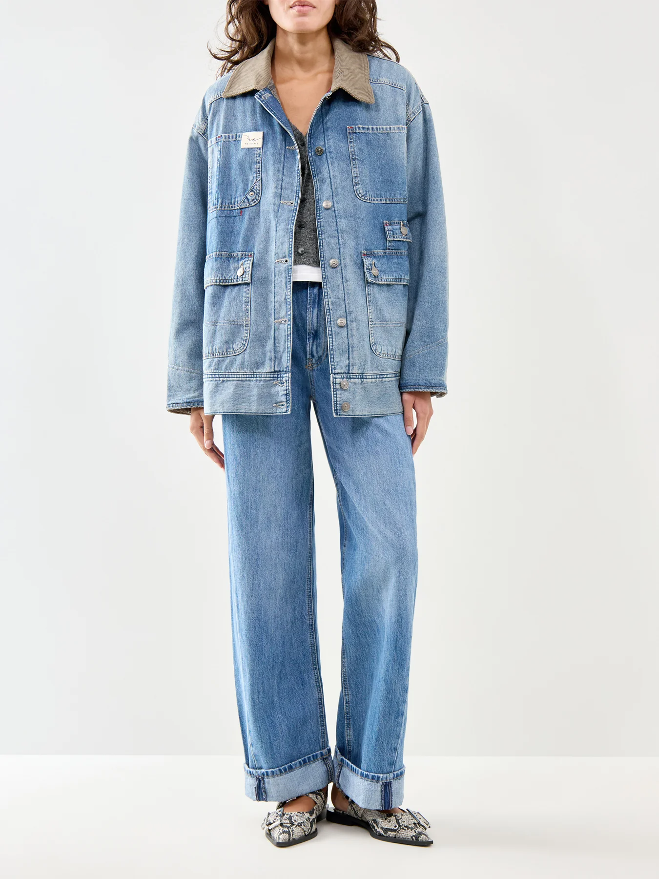 Sweet Talk Denim Barn Coat Blue - Image 2