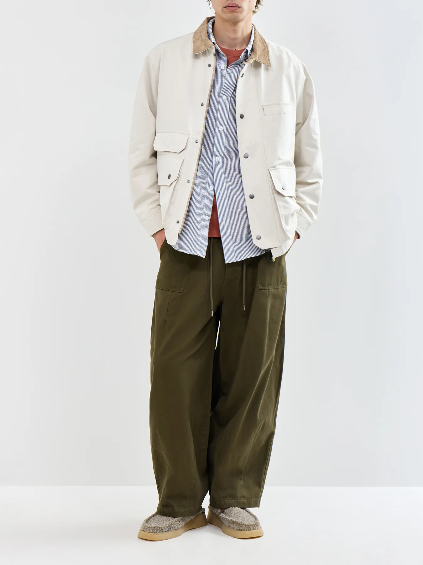 Twill Balloon Trousers Olive - Image 2