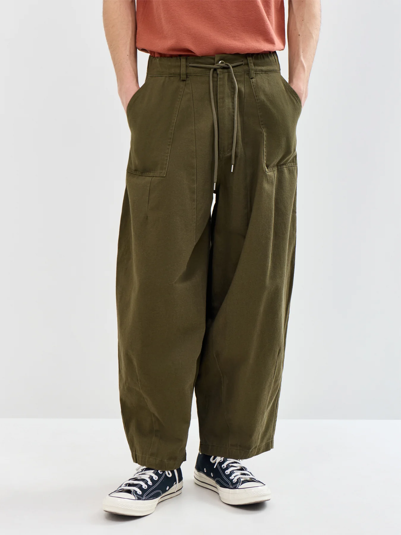 Twill Balloon Trousers Olive - Image 4