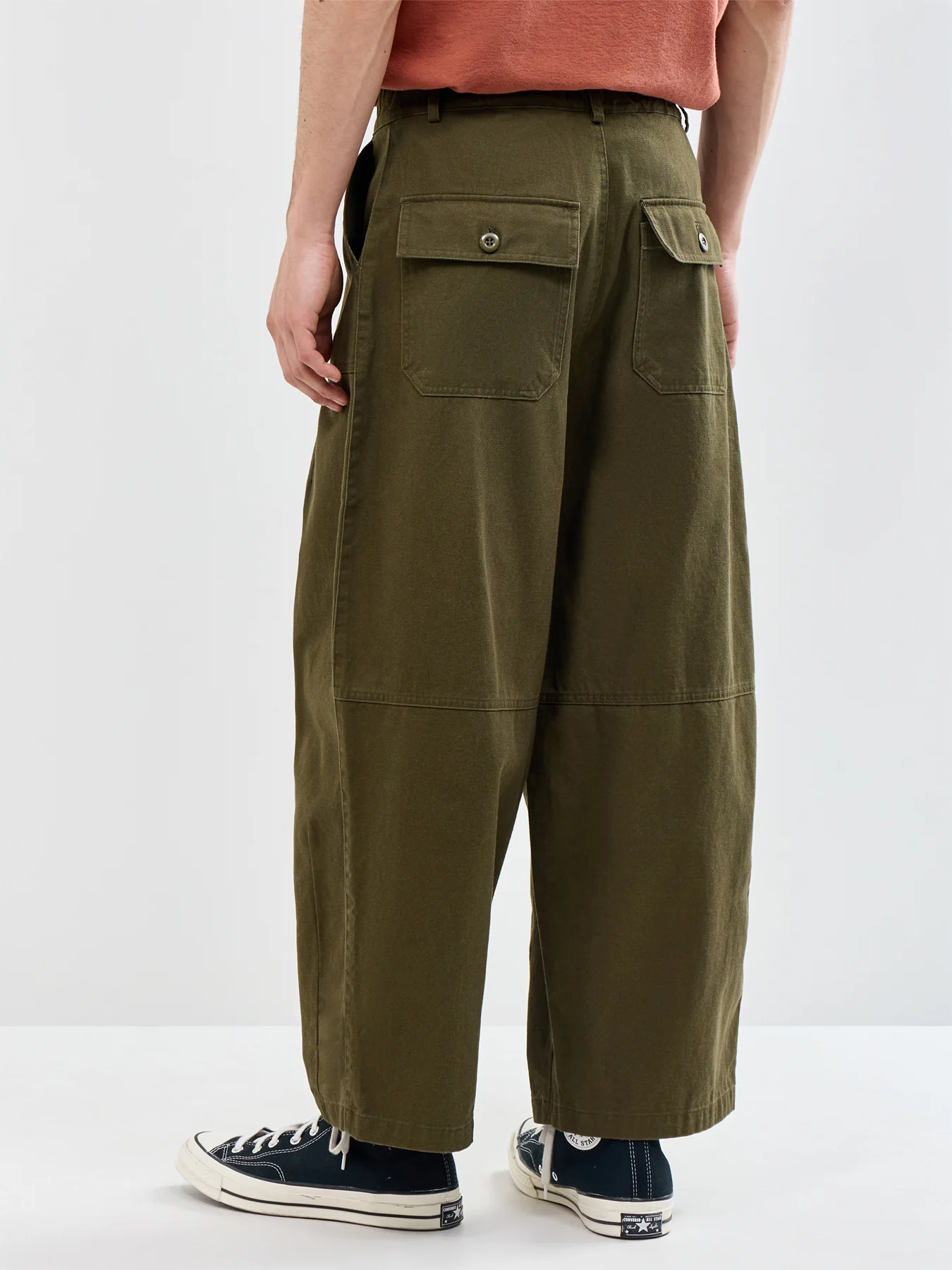 Twill Balloon Trousers Olive - Image 5