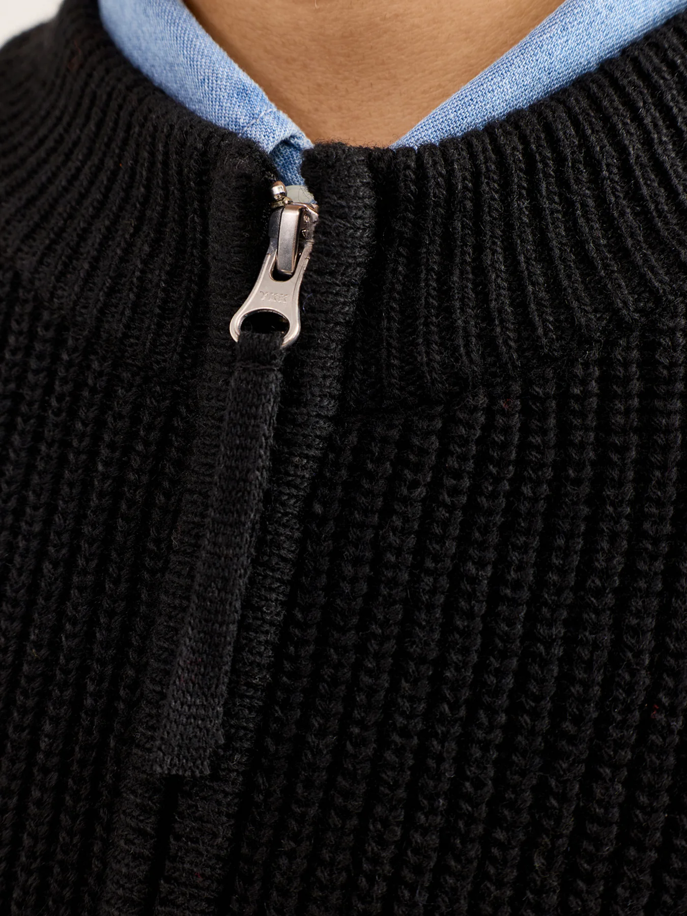 Wool Deck Zip-Up Cardigan Black - Image 3