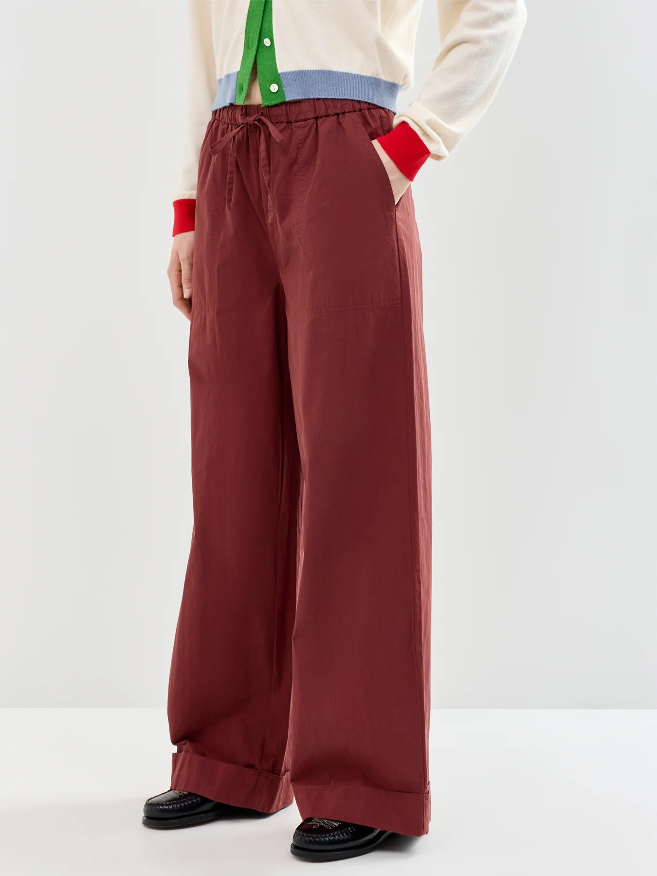 Uluna Wide Leg Trousers Burgundy - Image 4