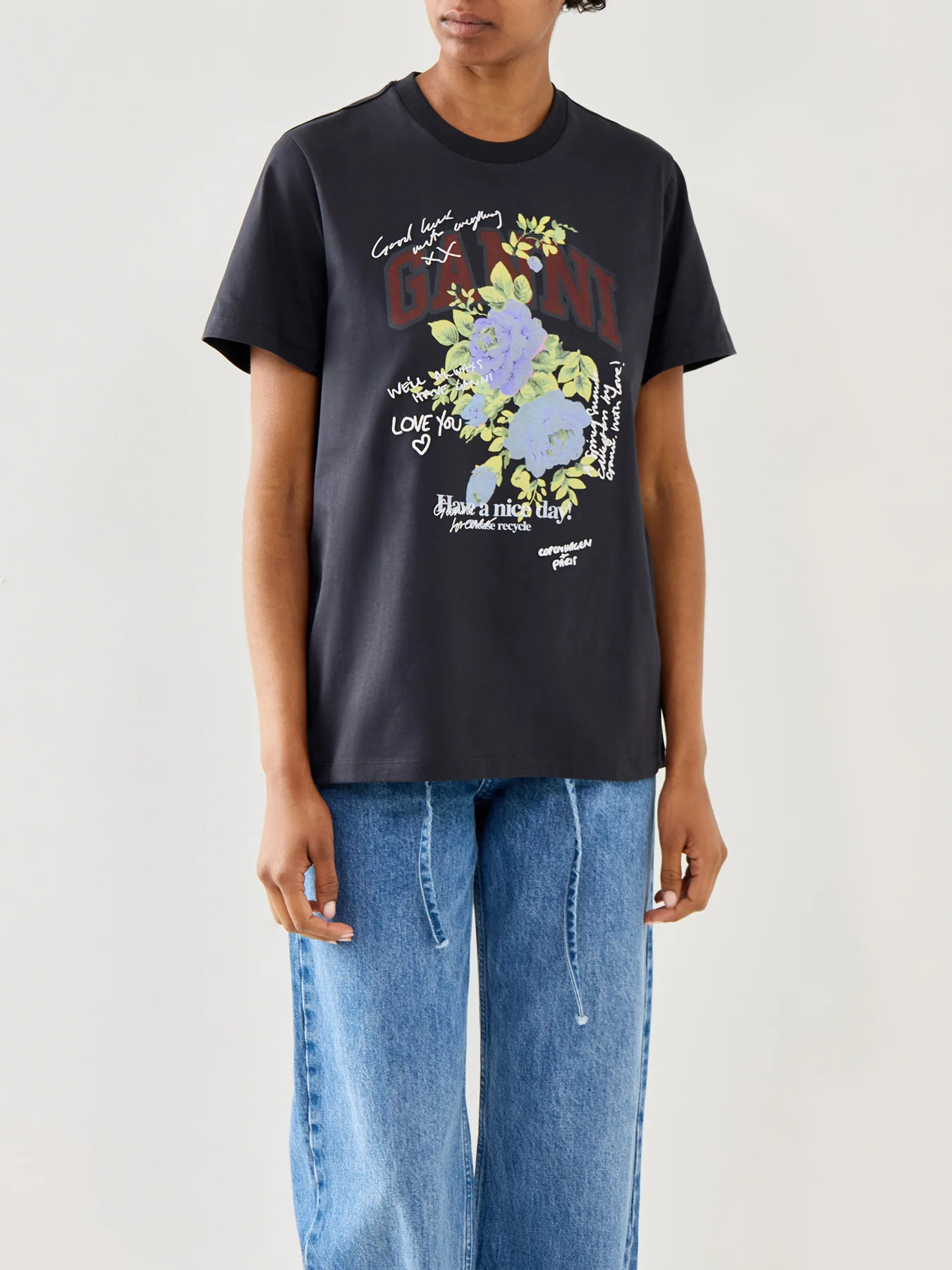 Basic Cotton Jersey Rose T-Shirt Black - Image 4