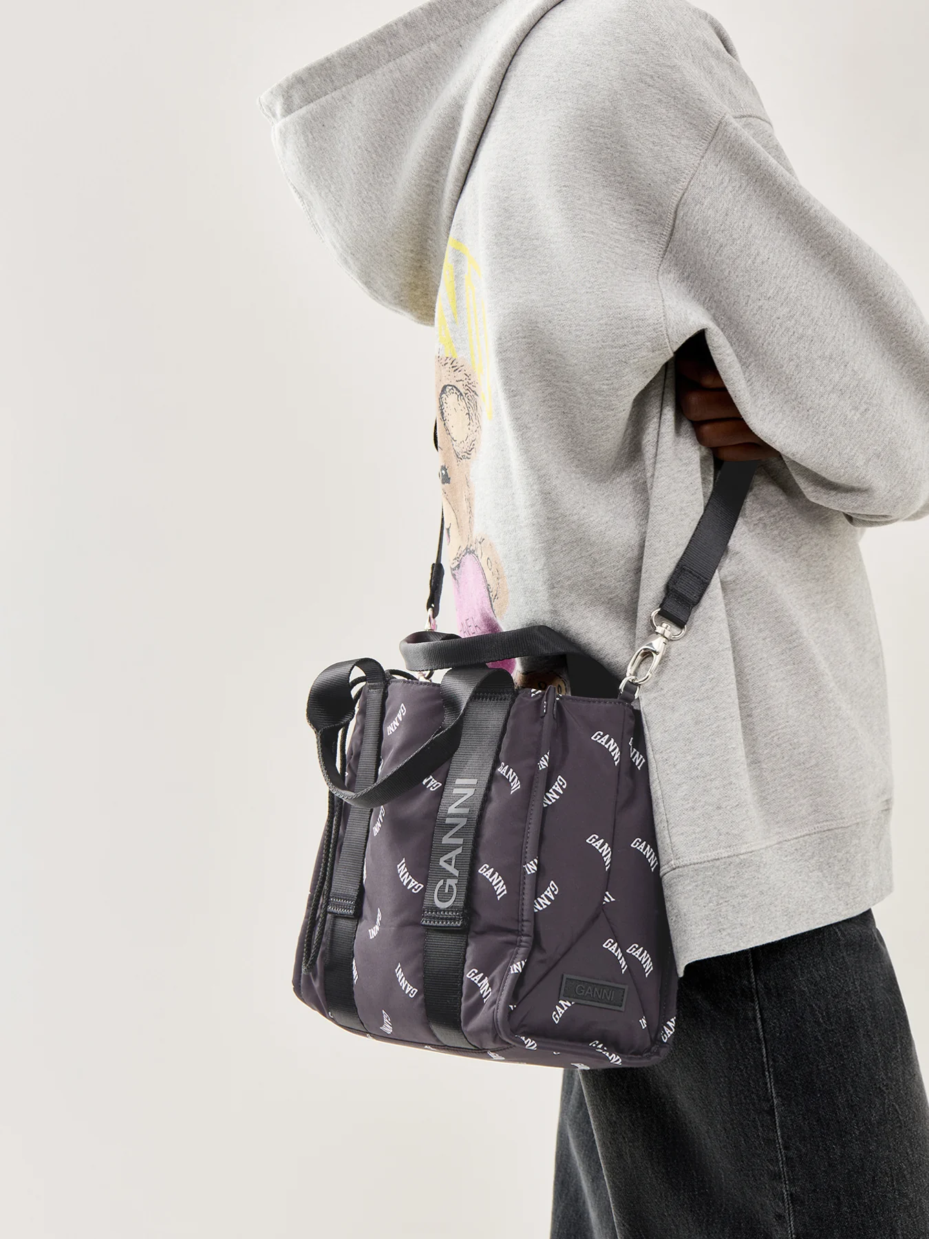 Logo Small Canvas Tote Bag Black - Image 2