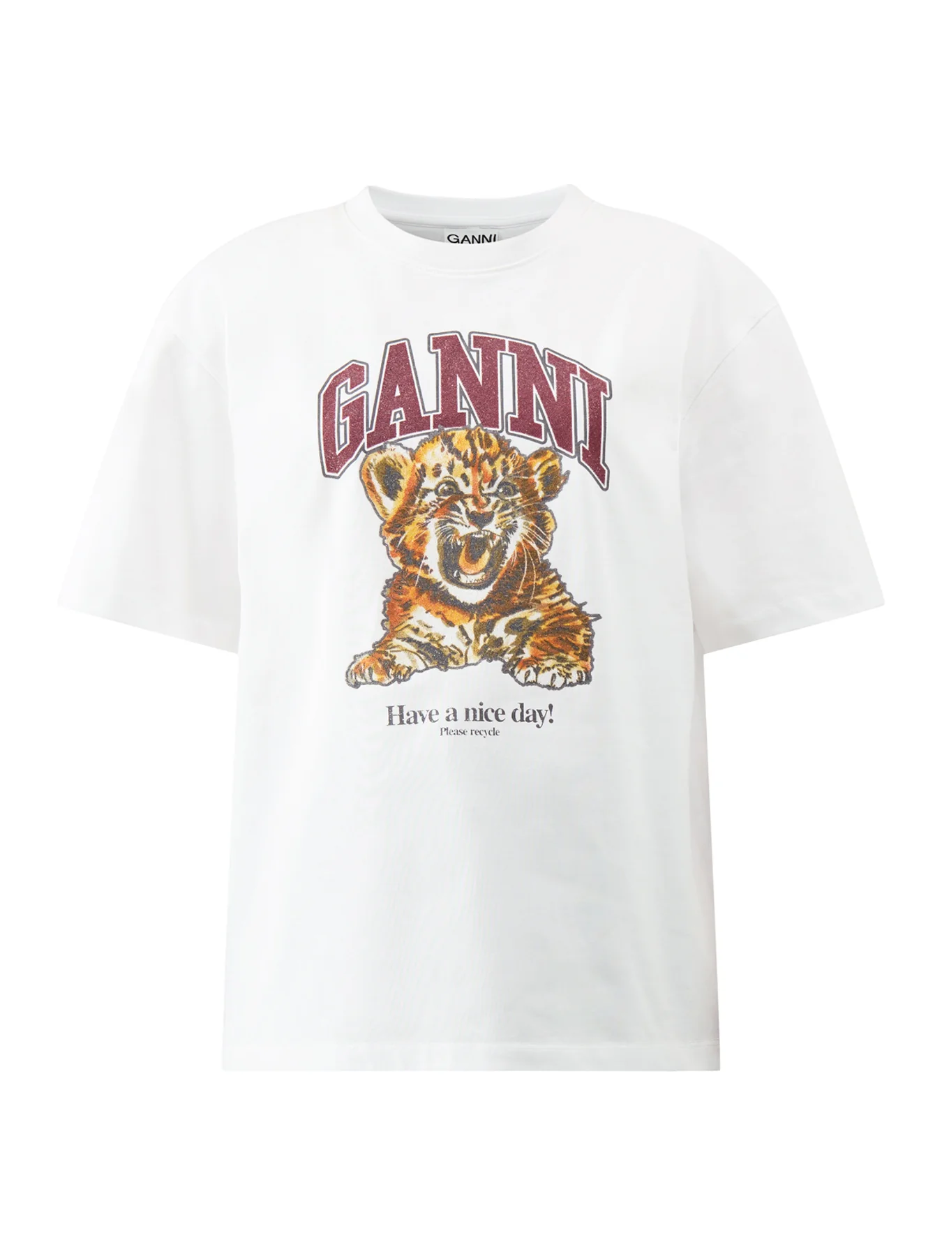 Heavy Cotton Jersey Beaded Baby Tiger Print White