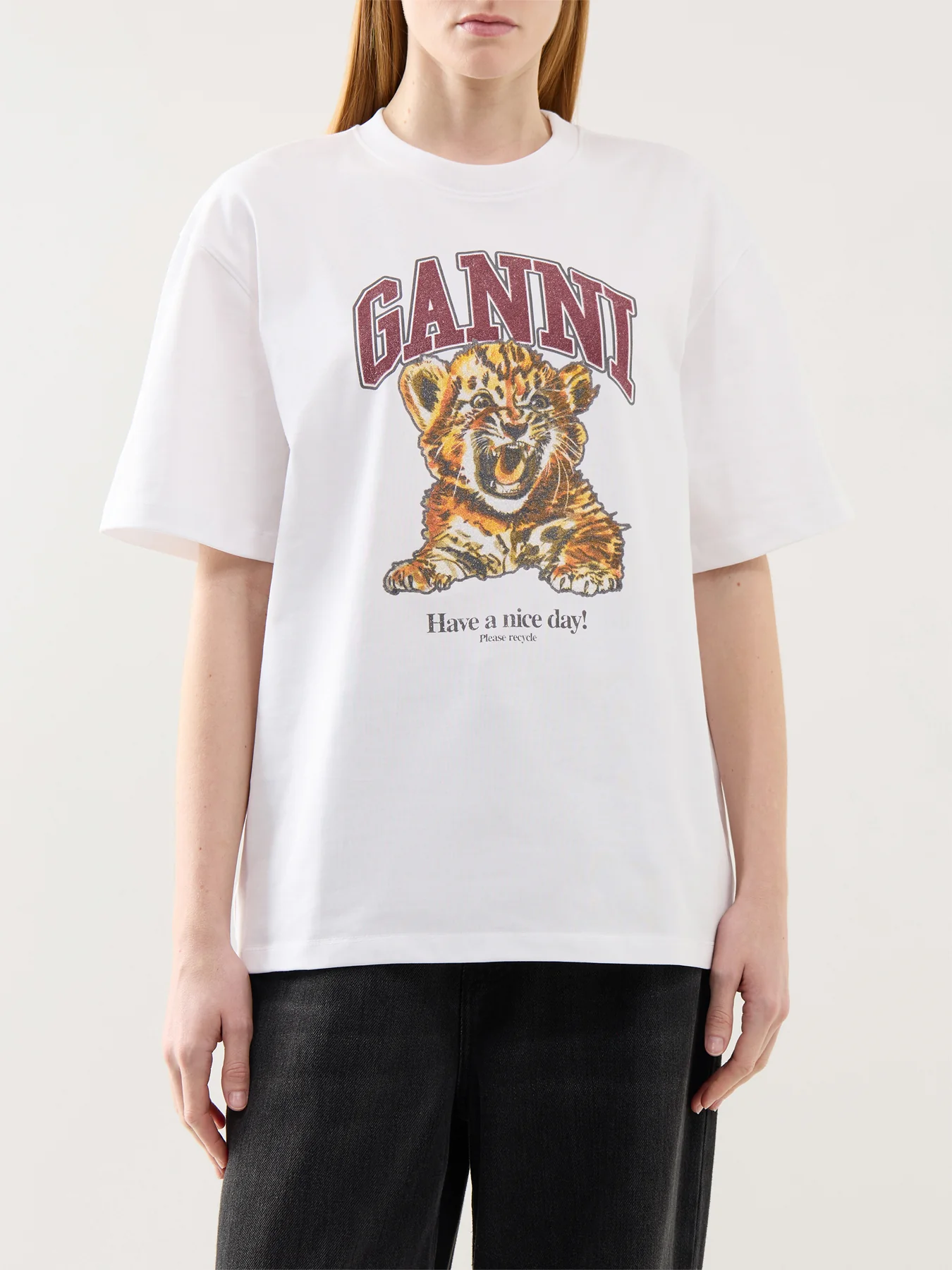 Heavy Cotton Jersey Beaded Baby Tiger Print White - Image 4