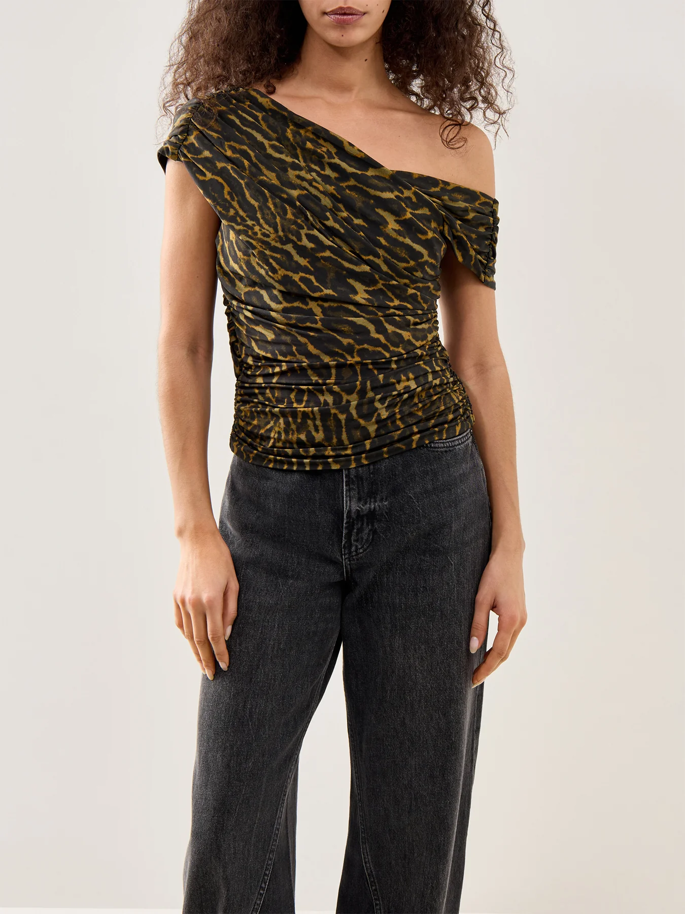 Shiny Jersey Ruched Sleeveless Top Multi - Image 4