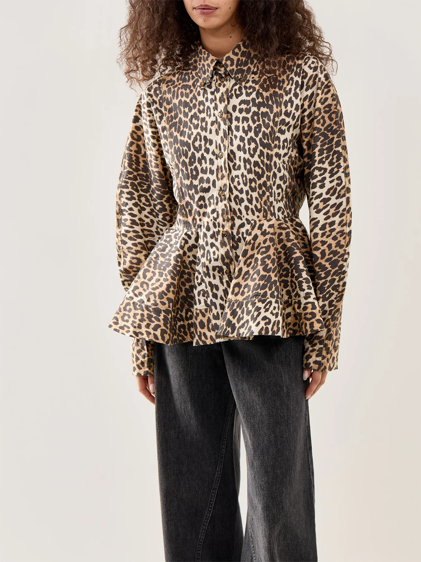 Printed Cotton Peplum Shirt Multi - Image 4