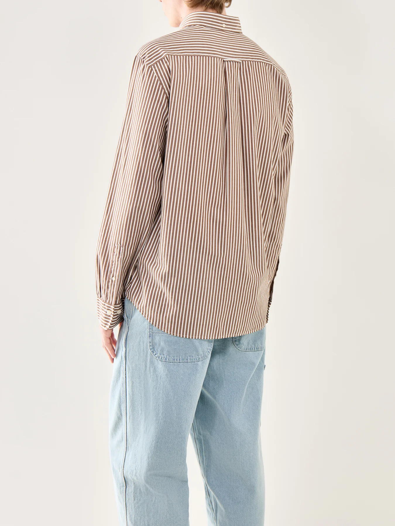 Classic Poplin Stripe Shirt Navy - Image 5