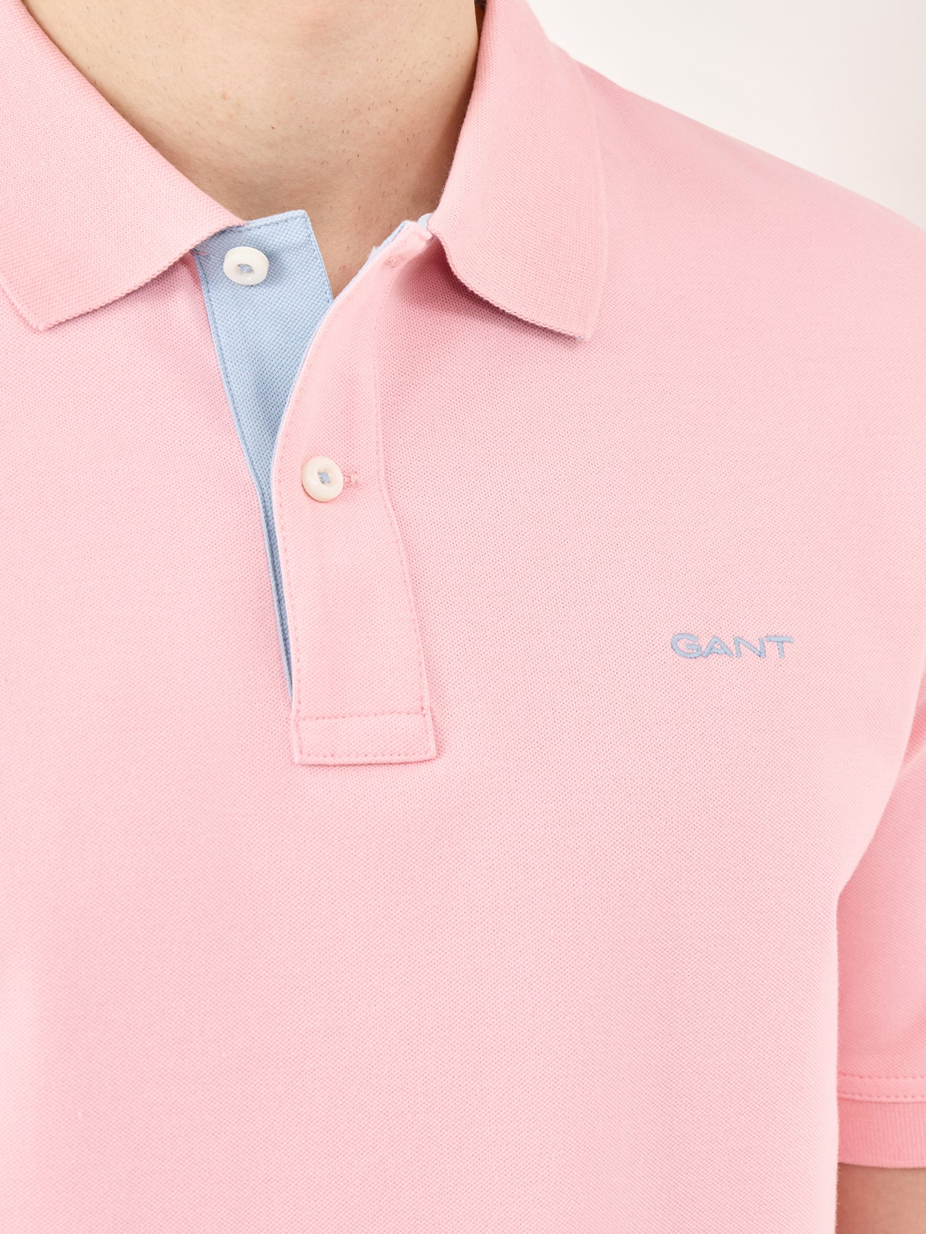GANT Contrast Piqué Polo Shirt Pink - Image 3