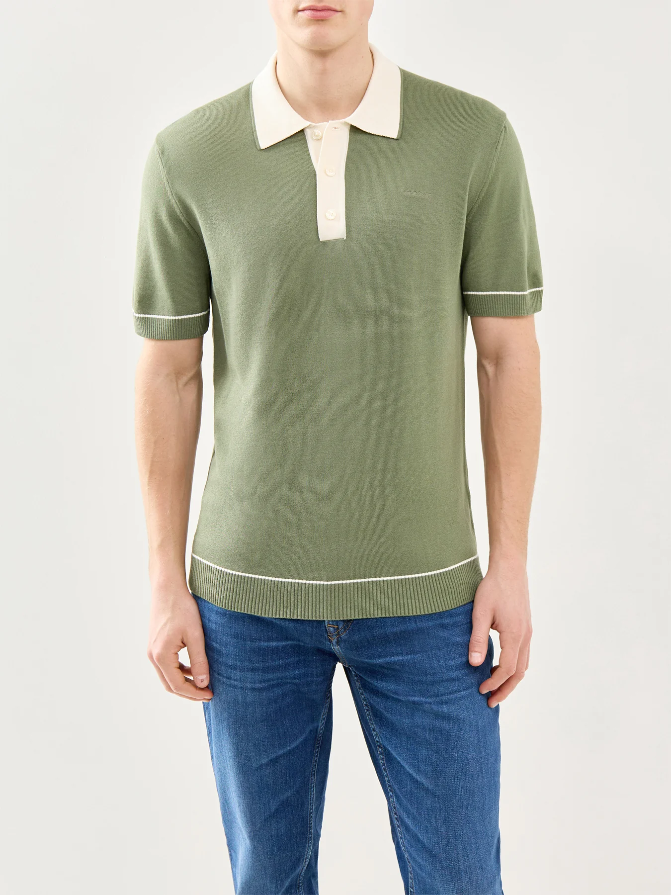 GANT Cotton Modal Polo Shirt Green - Image 4