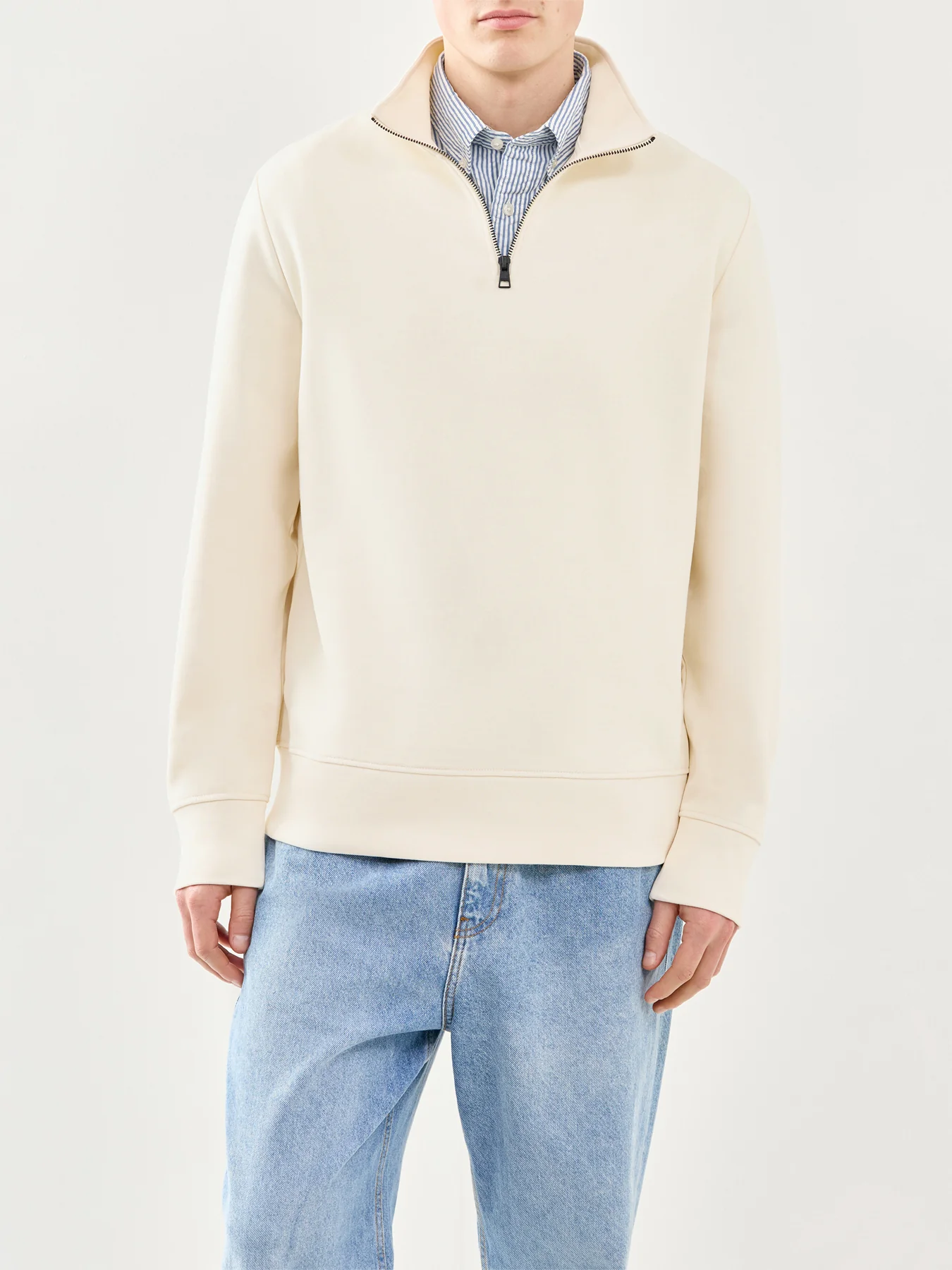 GANT Interlock Half Zip Sweatshirt Cream - Image 4