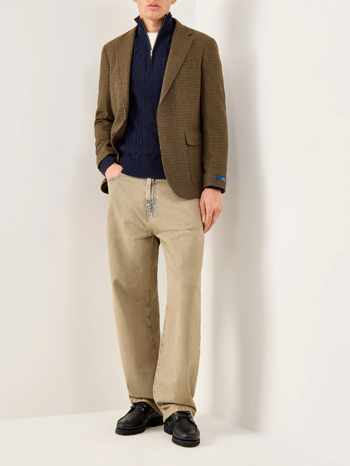 Lambswool Cable Half-Zip Jumper Evening Blue - Image 2
