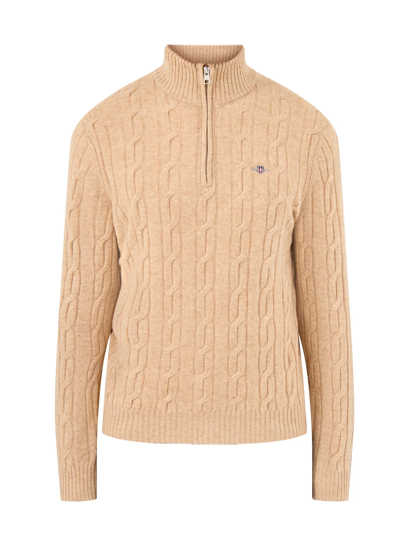 Lambswool Cable Half-Zip Jumper Khaki