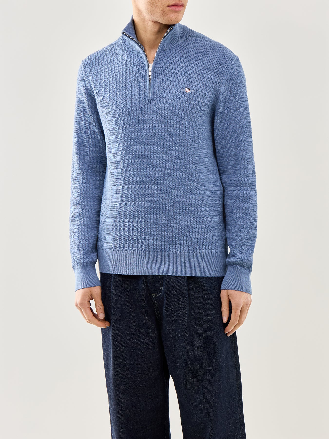 Mini Cable Half Zip Blue - Image 4
