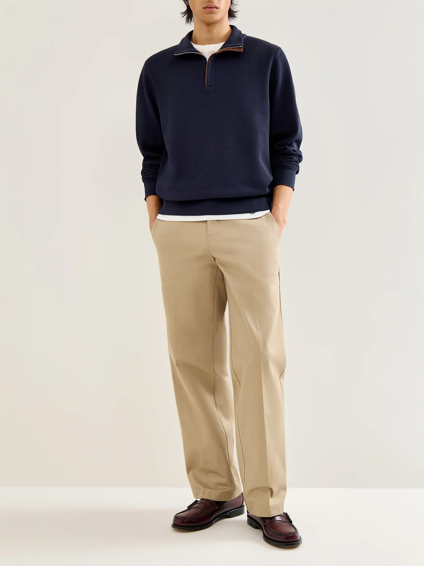 Sacker Rib Cotton Half Zip Blue - Image 2