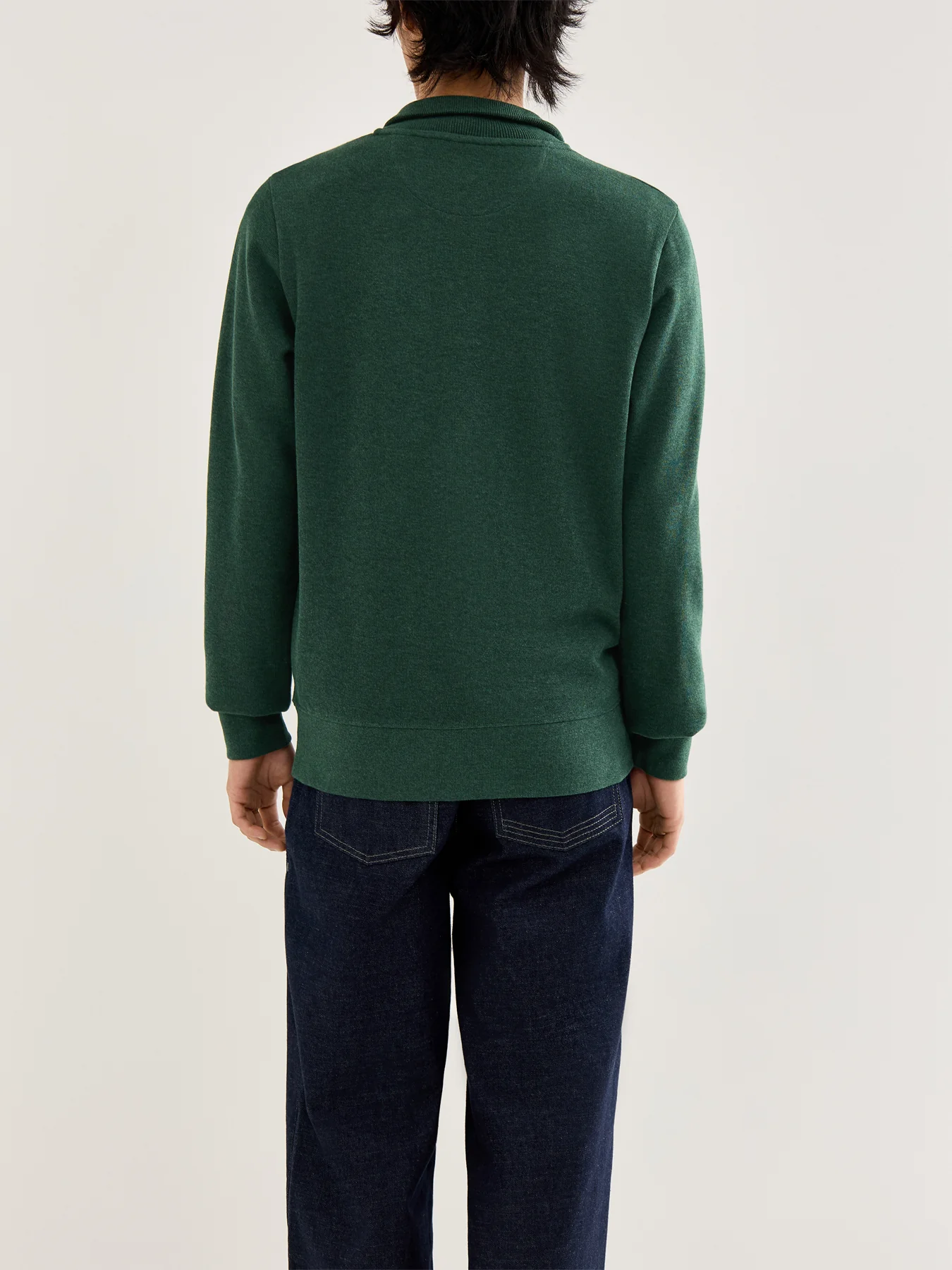 Sacker Rib Cotton Half Zip Green - Image 5