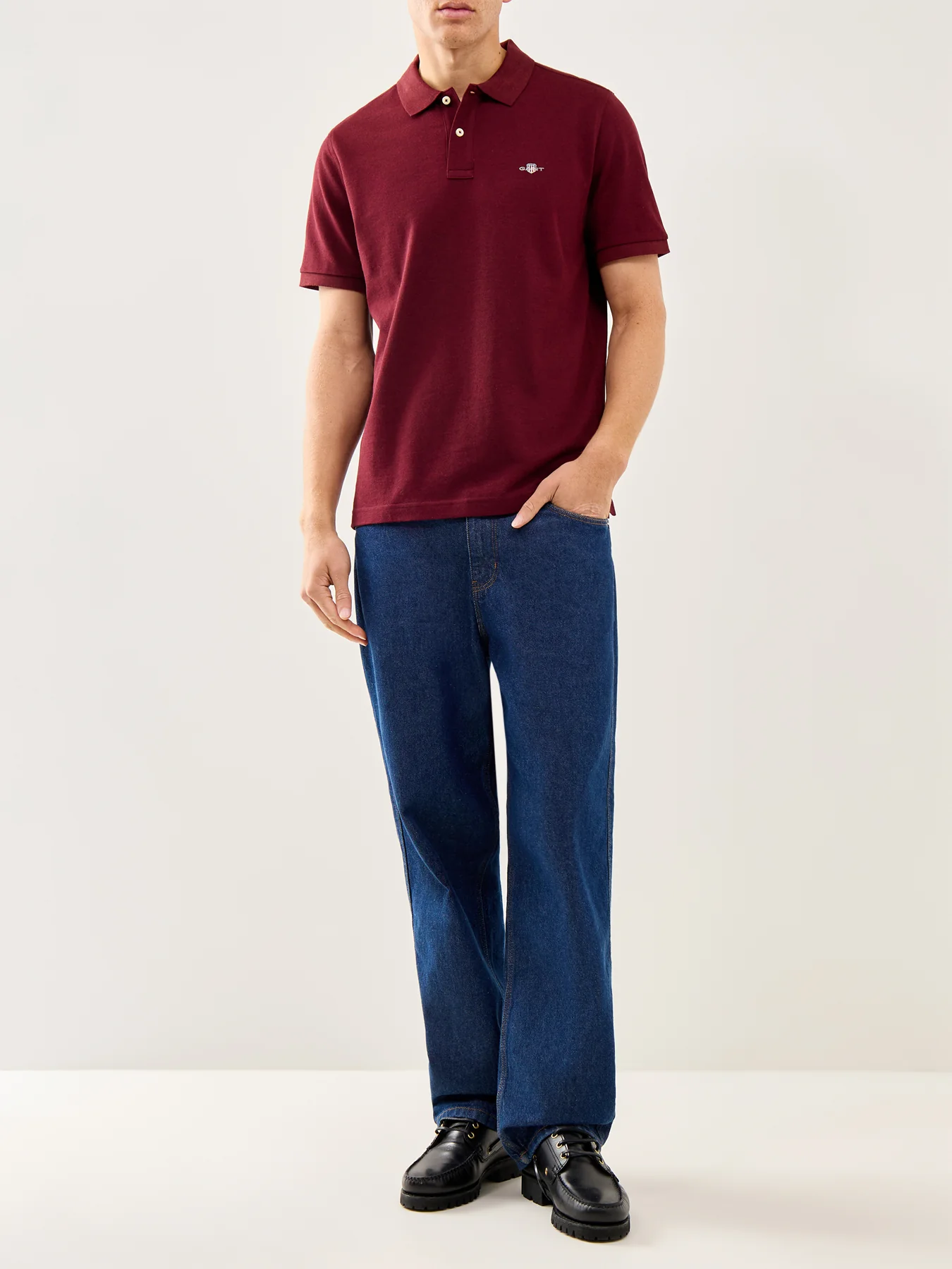 Shield Polo Top Bordeaux Melange - Image 2