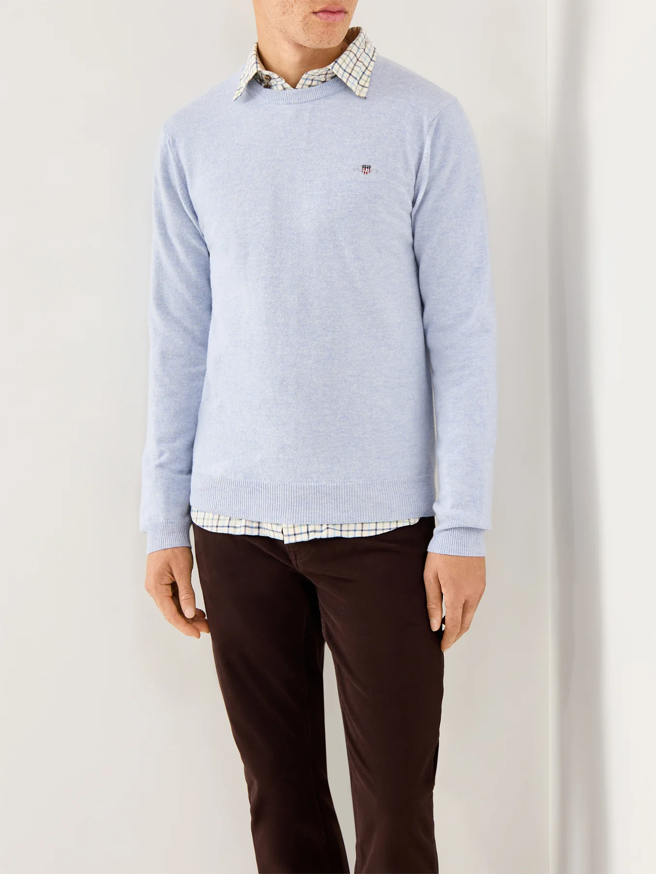 Superfine Lambswool Crew-Neck Jumper Ice Blue Melange - Image 4