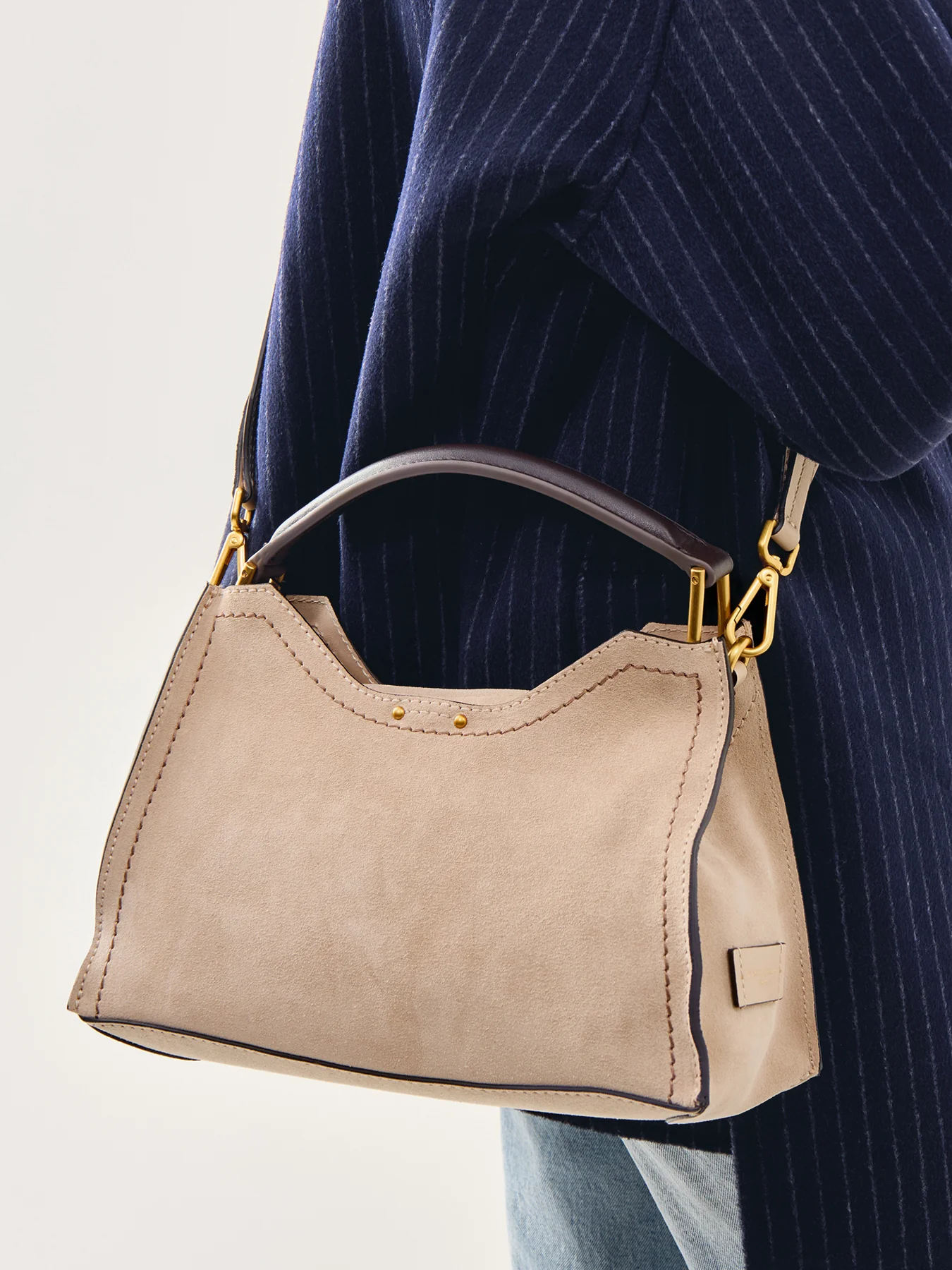 Aurora Medium Top Handle Leather Tote Beige - Image 2