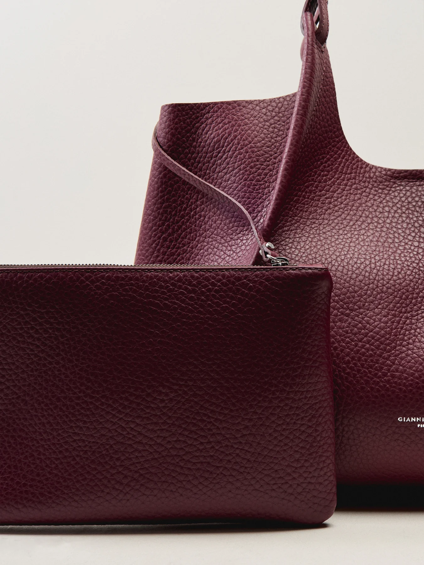Dua Large Shoulder Leather Tote Bag Berry Wine - Image 5