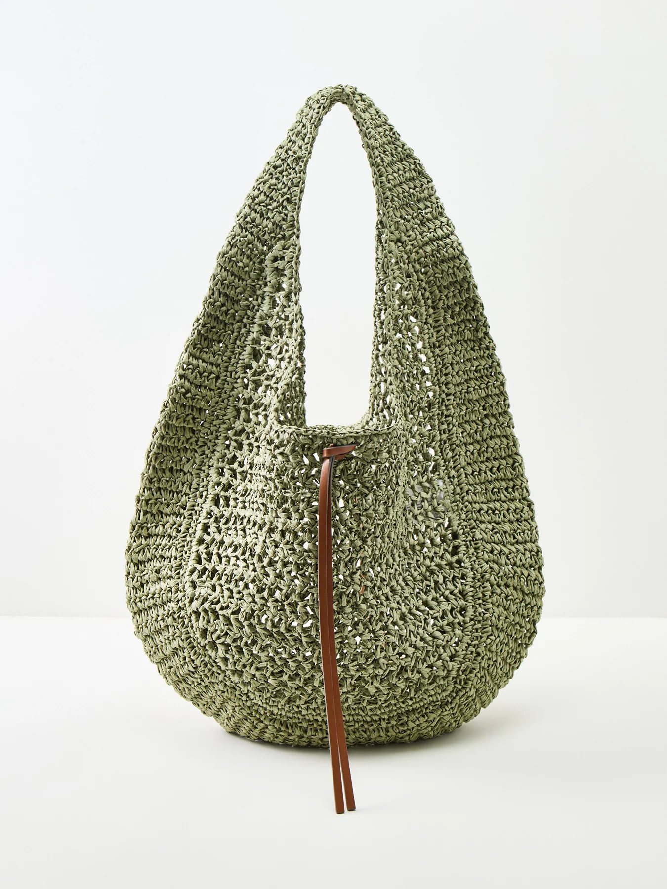 Nefeli Round Paper Straw Shoulder Bag Green - Image 3