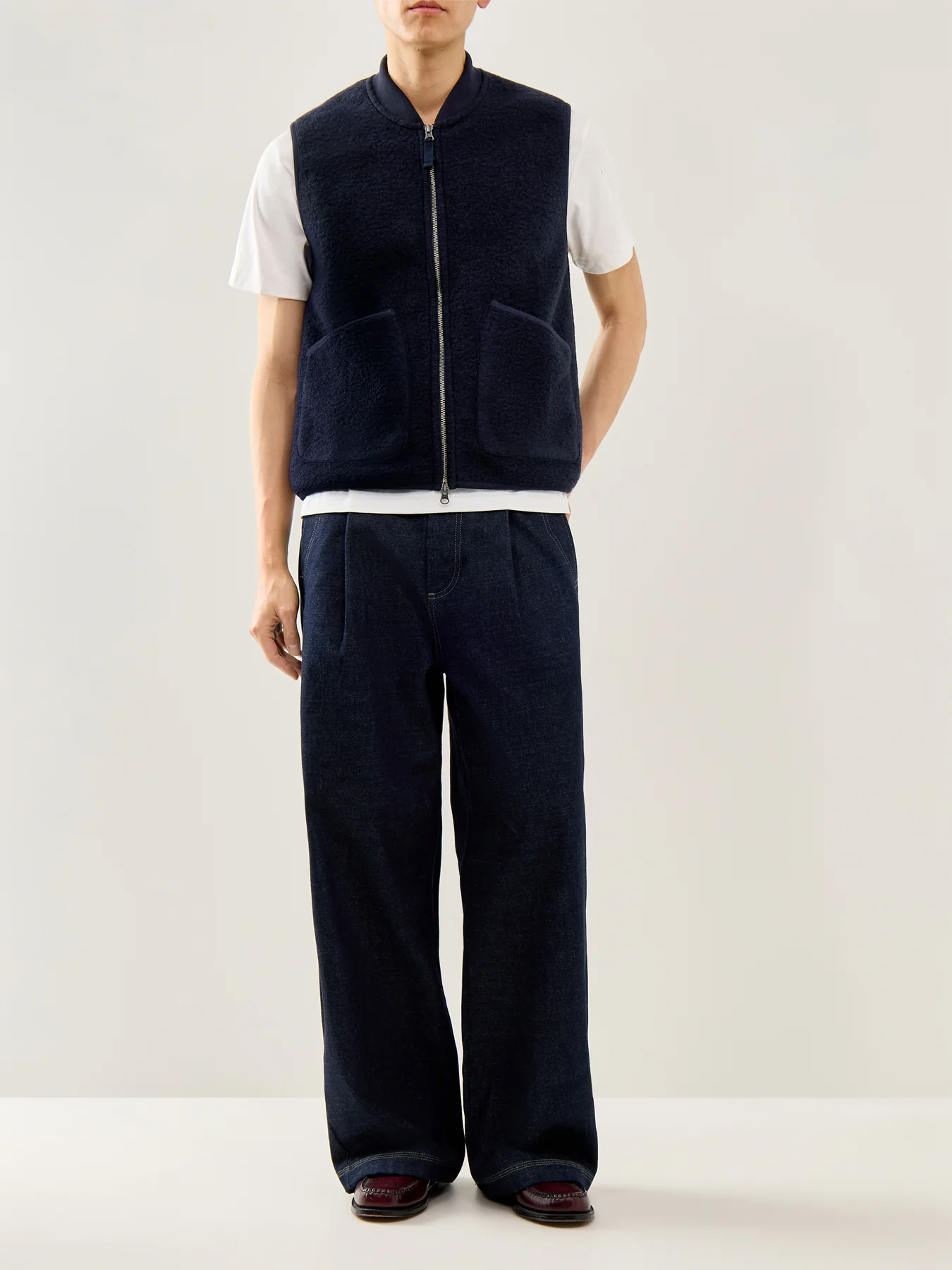 Knitted Boiled Vest Navy - Image 2