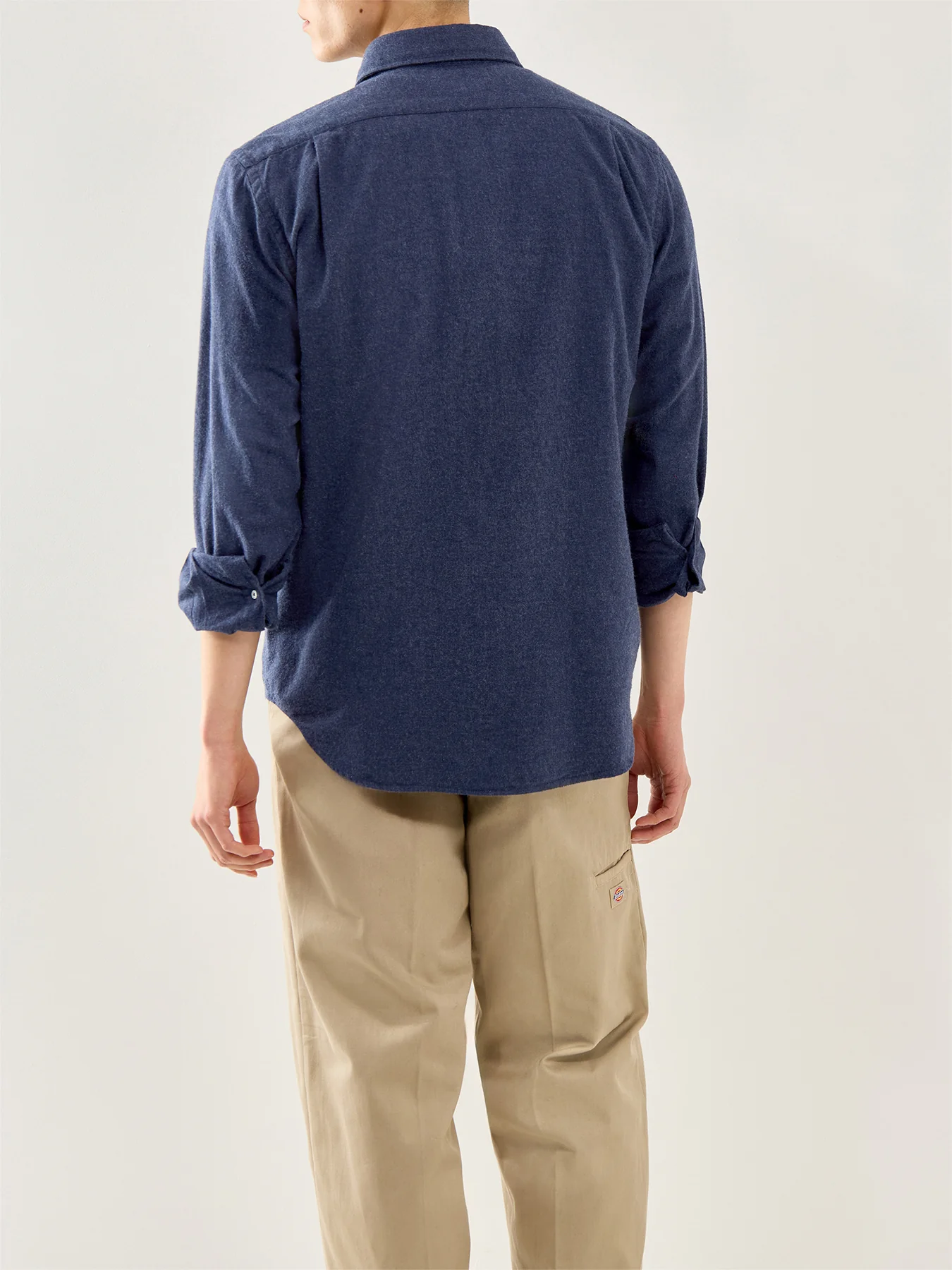 Paul Melange Flannel Shirt Navy - Image 5