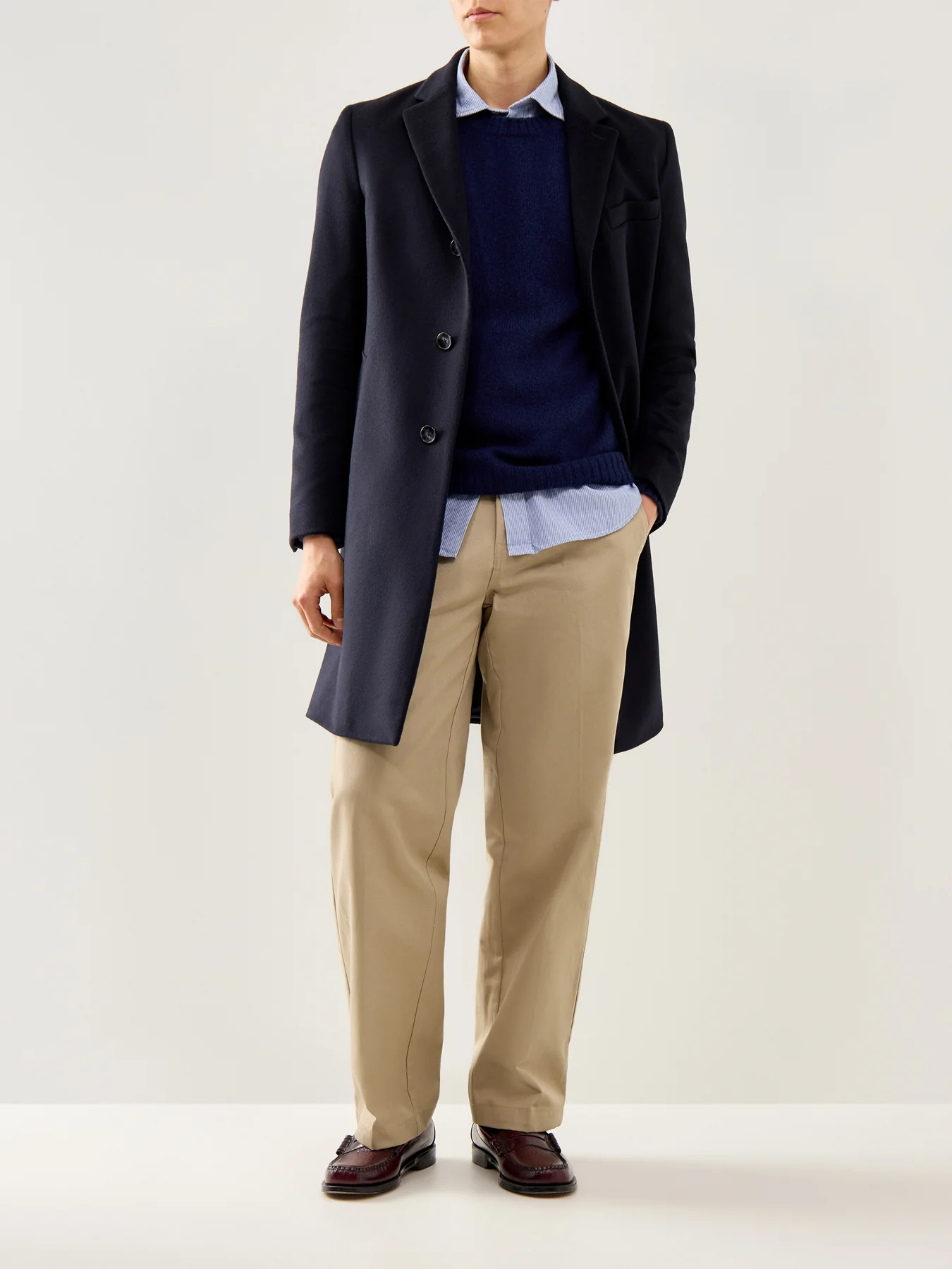 Light Twill Indigo Stripe Shirt Blue - Image 2