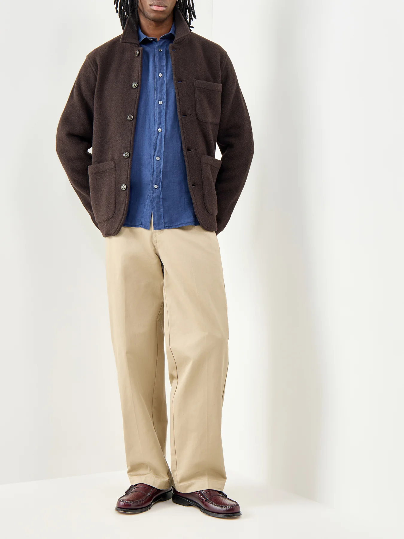 Patterned Linen Shirt Blue - Image 2