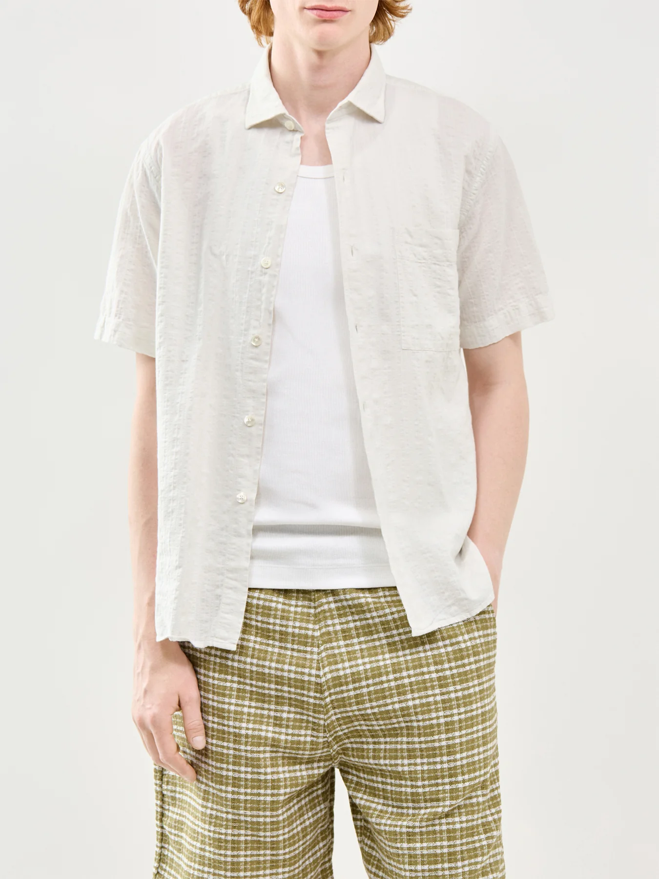 Short Sleeve Pattern Shirt Blue - Image 4