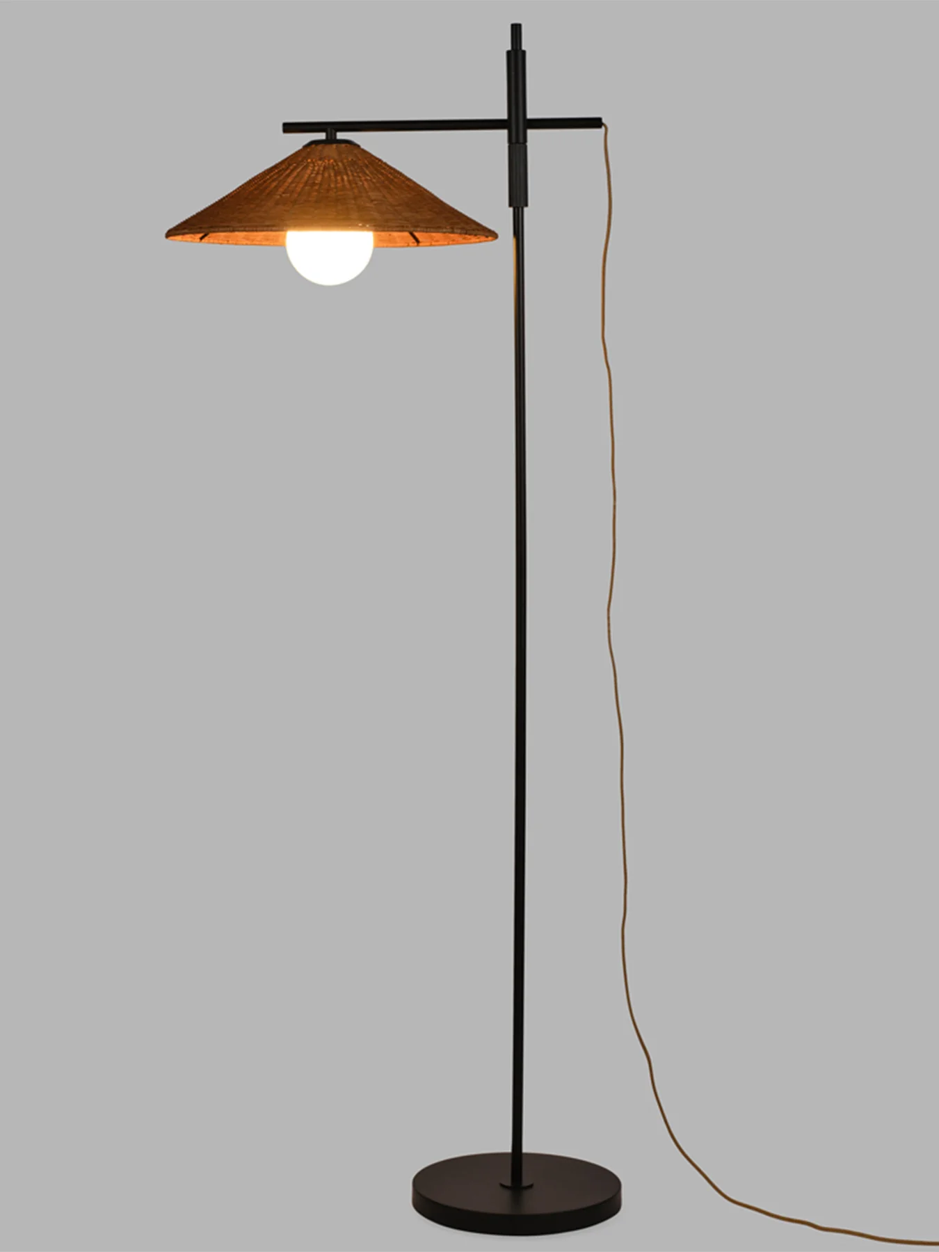 Armstrong Adjustable Floor Lamp Black/Rattan - Image 3