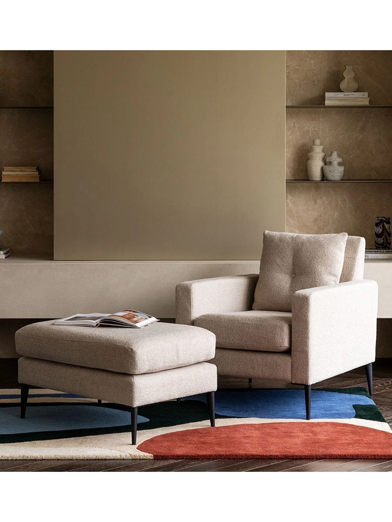 Brunel Tessuta Oatmeal Footstool - Image 2