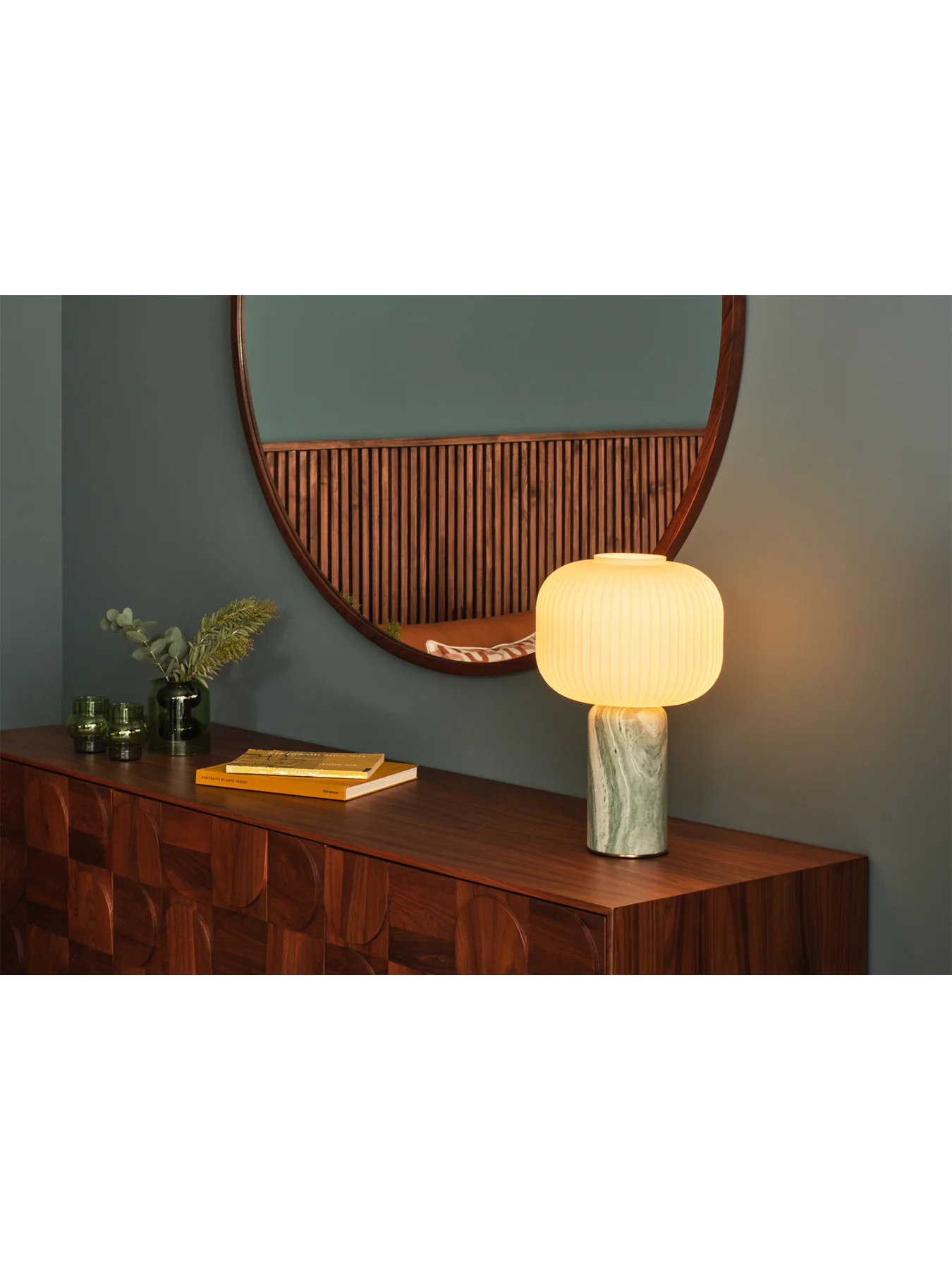 Opal Lantern Table Lamp Jadeite Marble - Image 3