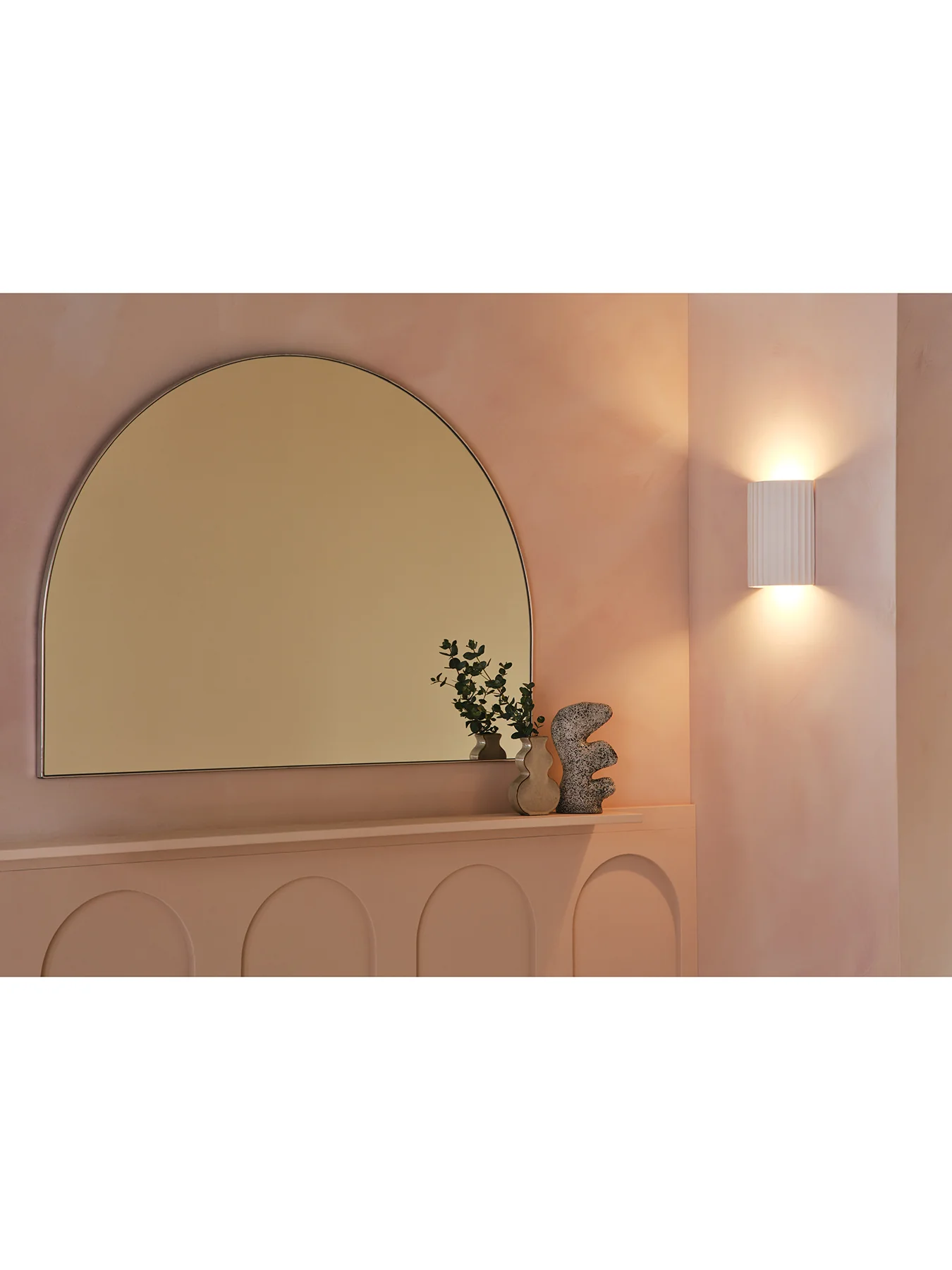 Larkin Fluted Plaster Cylinder Wall Light White - Image 2
