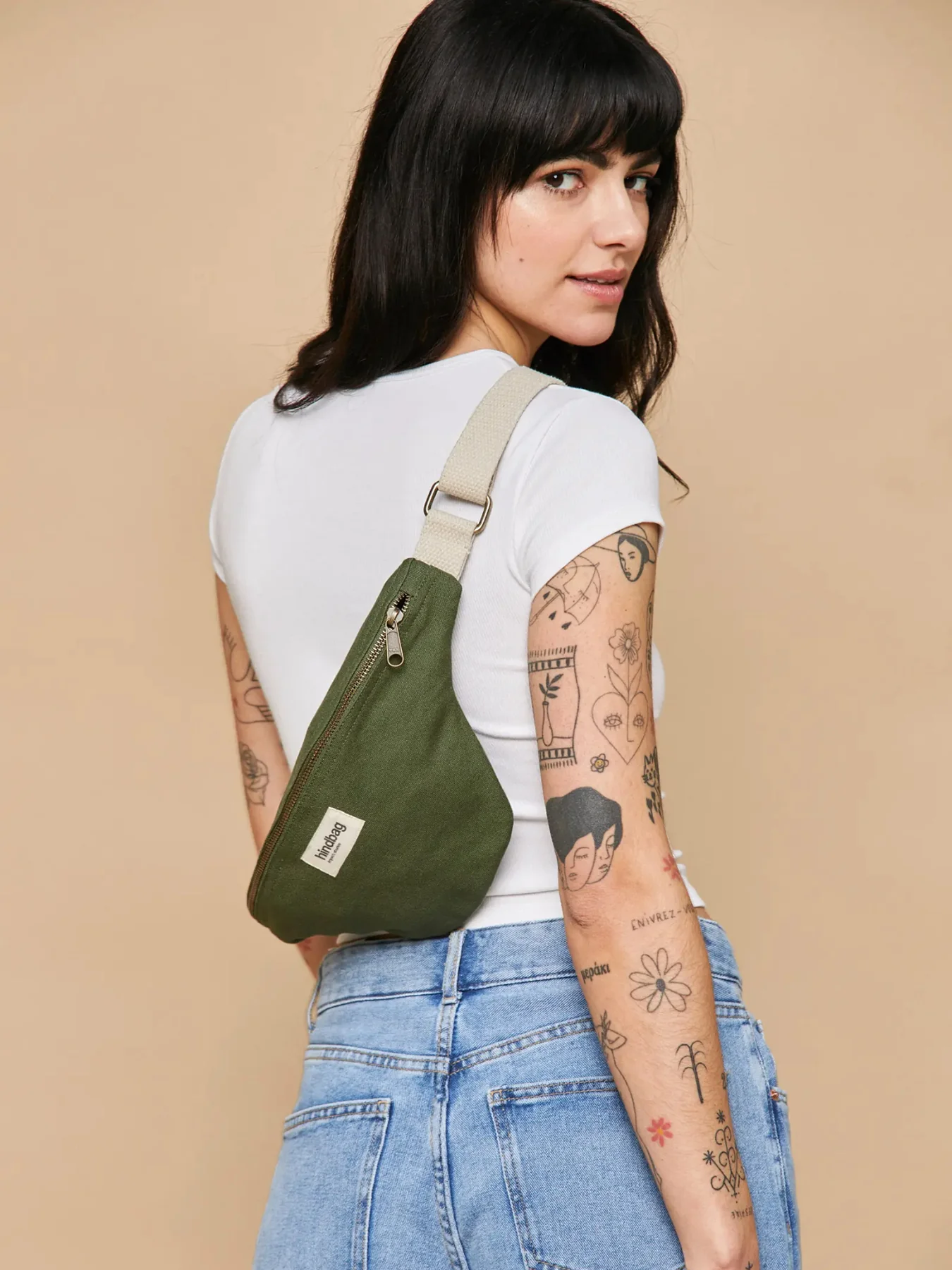 Olivia Canvas Shoulder Bag Olive - Image 2
