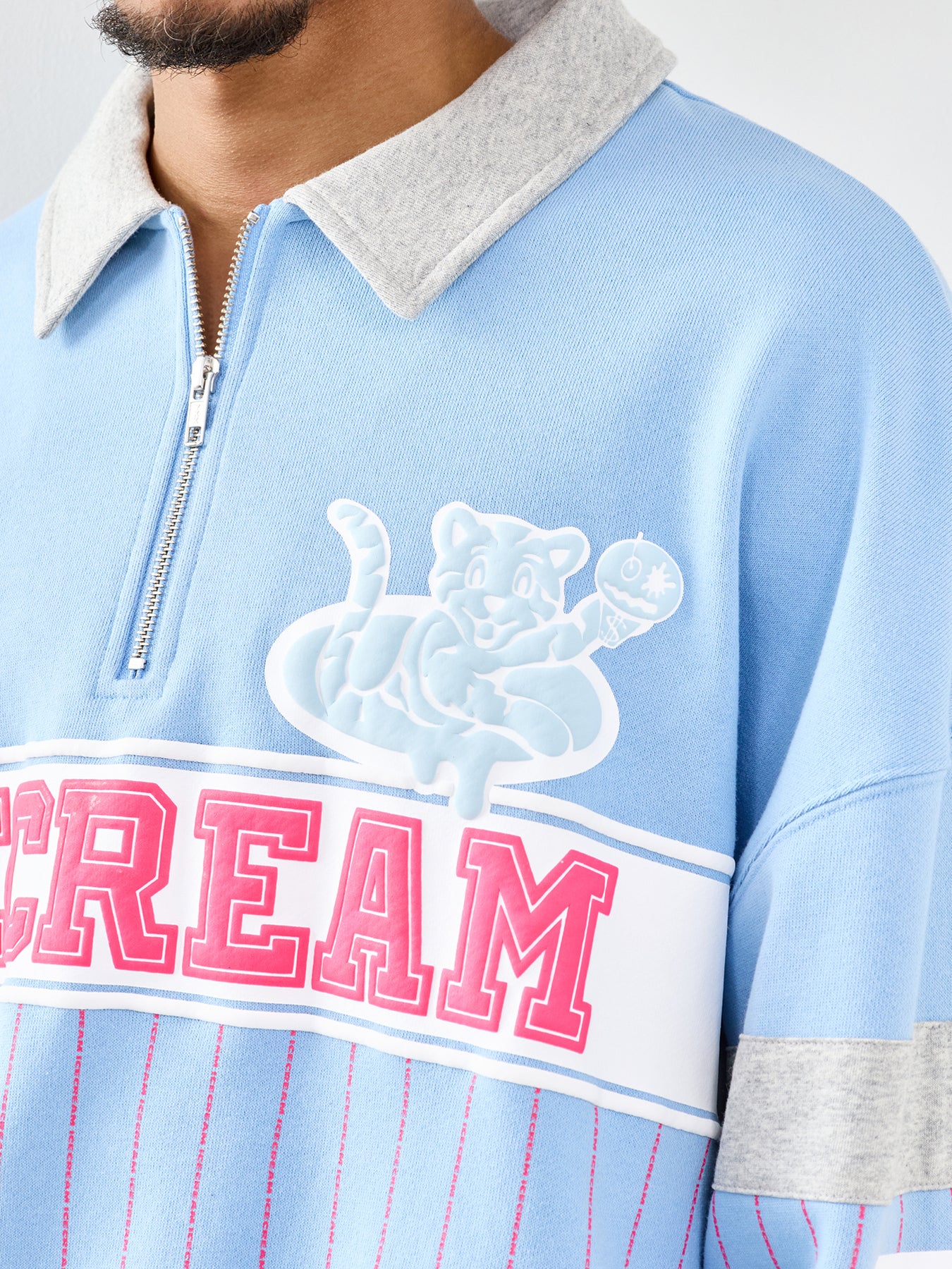 Ic Cubs Collared Quarter Zip Sweatshirt Blue - Image 3