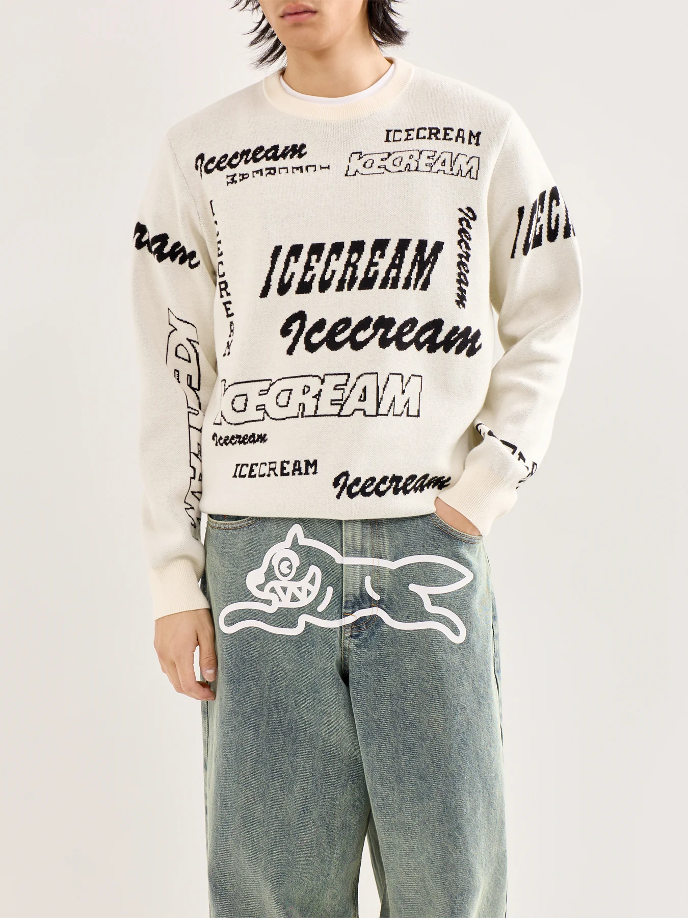 Logo Knitted Crewneck Cream - Image 4
