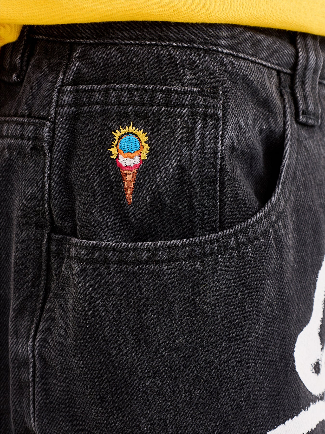 Spray Paint Running Dog Denim Pant Black - Image 3